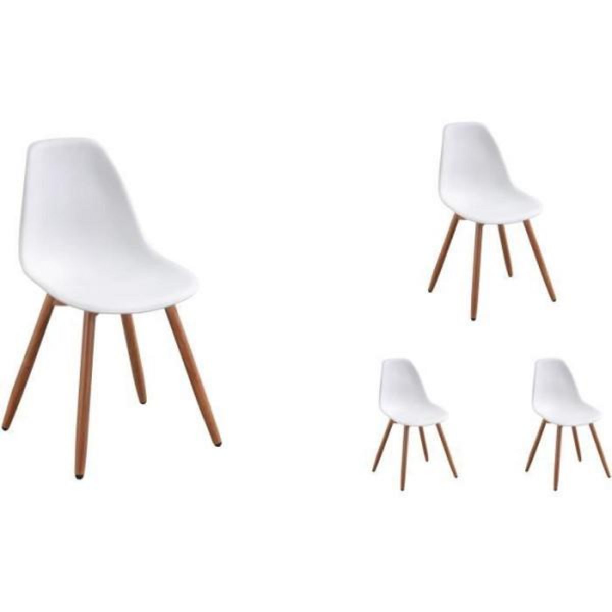 MARKET24 Lot de 4 chaises de jardin en polypropylene - Blanc - 50 x 55 x 85,5 cm