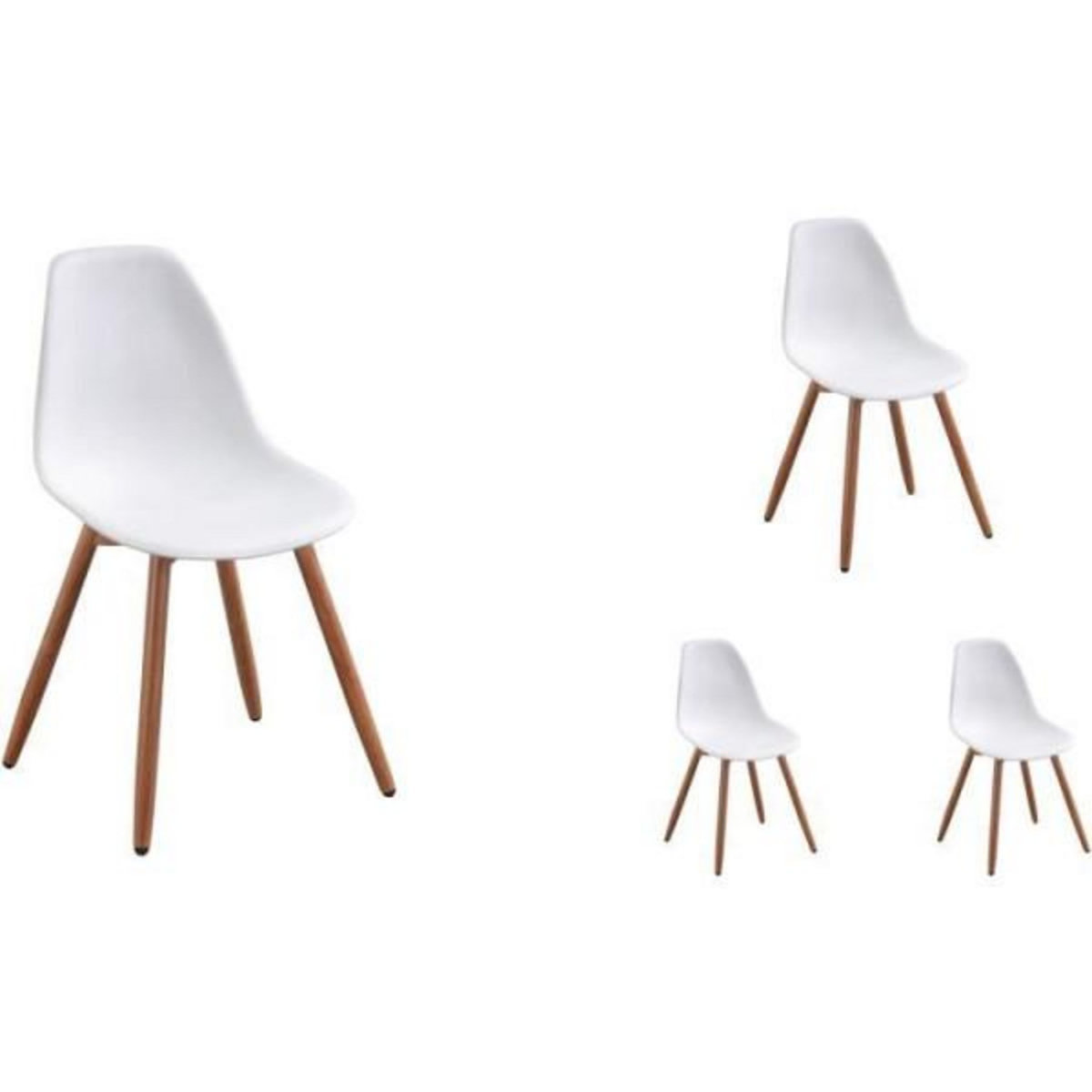 MARKET24 Lot de 4 chaises de jardin en polypropylene - Blanc - 50 x 55 x 85,5 cm