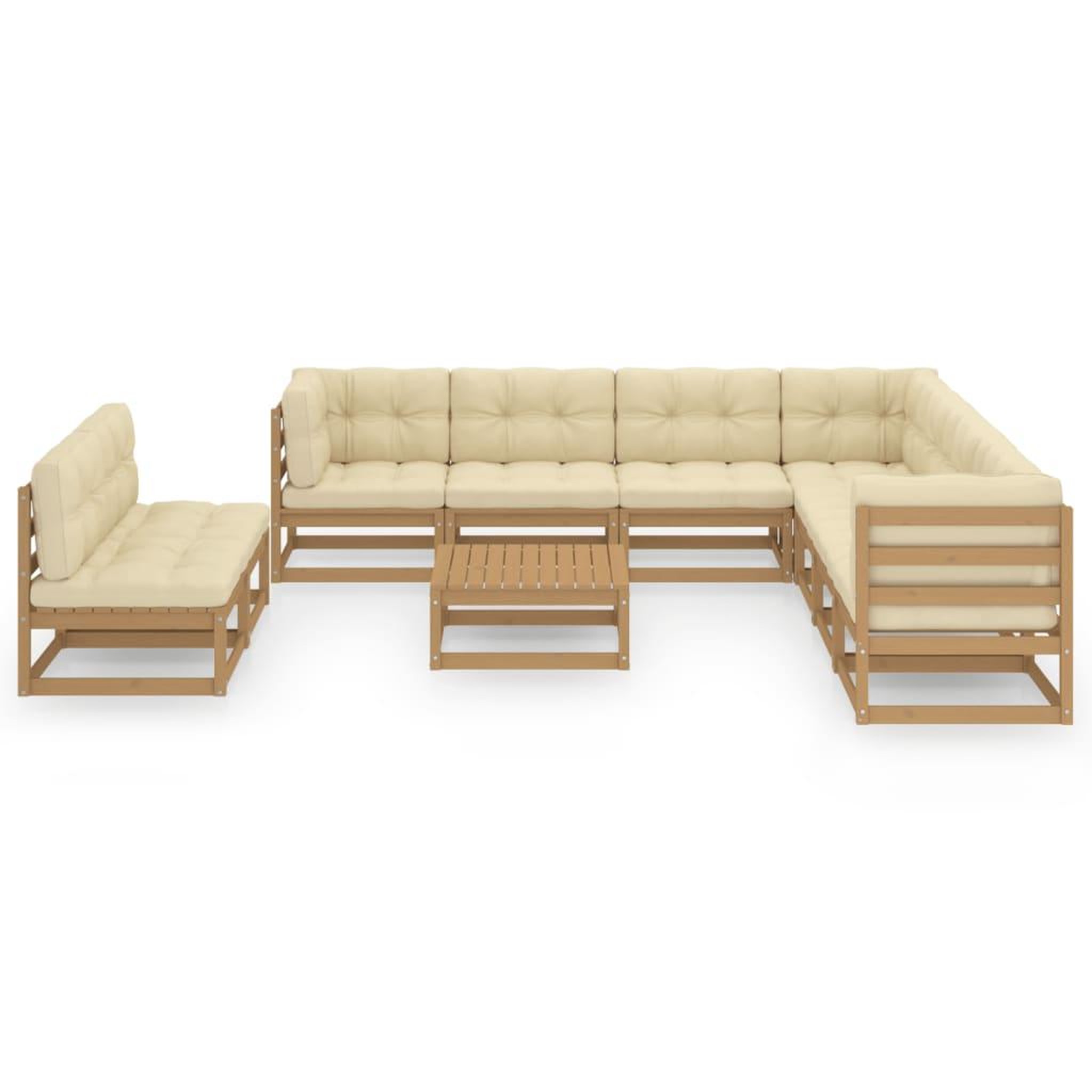 Voir la diapositive 2 : VIDAXL Salon de jardin 10 pcs avec coussins Marron miel Bois de pin