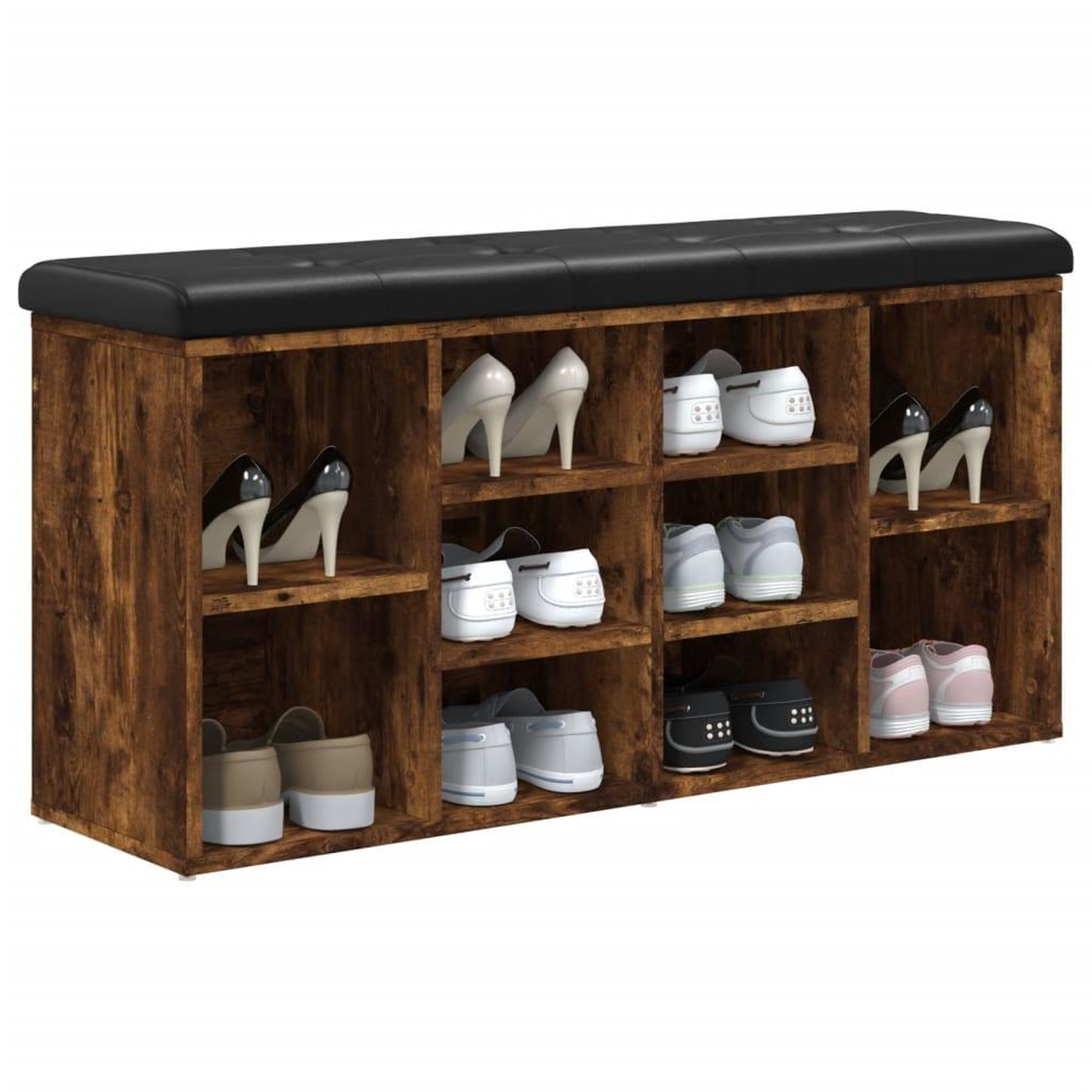 Voir la diapositive 4 : VIDAXL Banc a chaussures chene fume 102x32x50 cm bois d'ingenierie