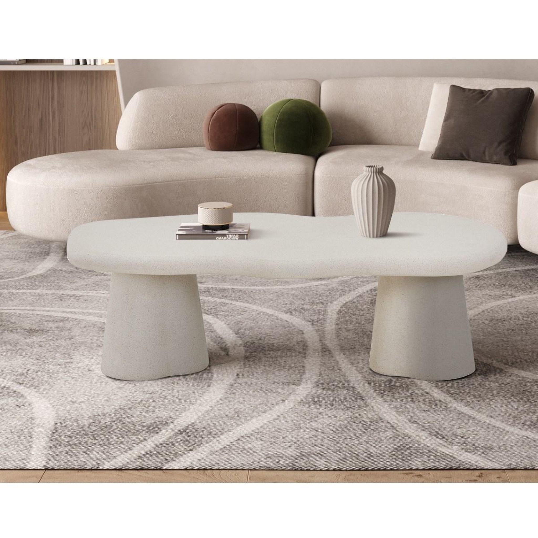 Voir la diapositive 2 : JLC KREATION Table basse organique en fibre de ciment 130cm orka