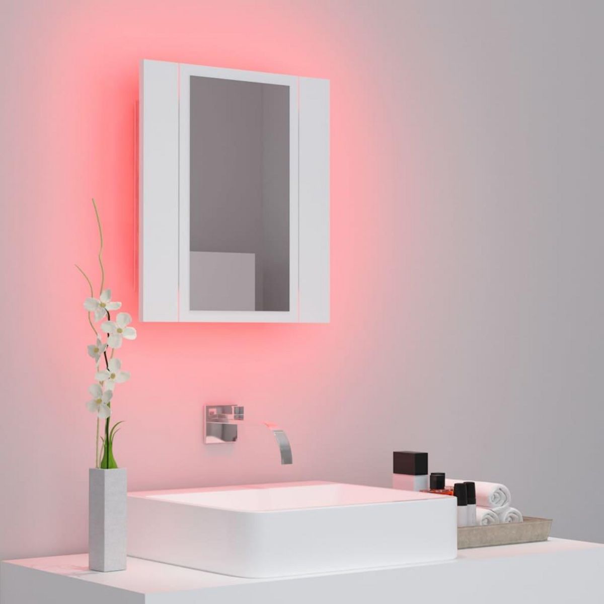 VIDAXL Armoire salle de bain a miroir LED Blanc 40x12x45 cm Acrylique