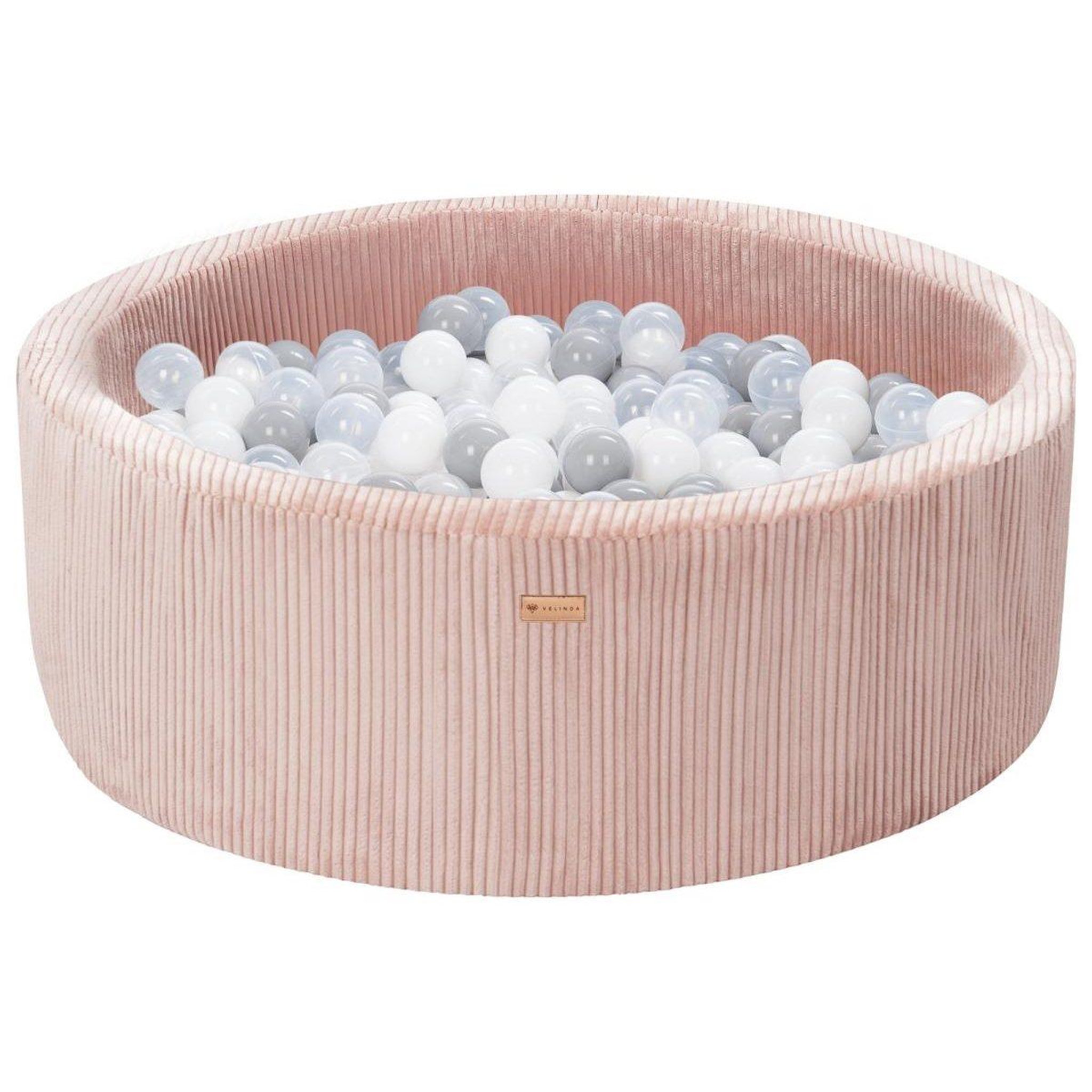 VELINDA Piscine à balles en velours côtelé avec 300 balles, diamètre env. 90 cm — rose clair