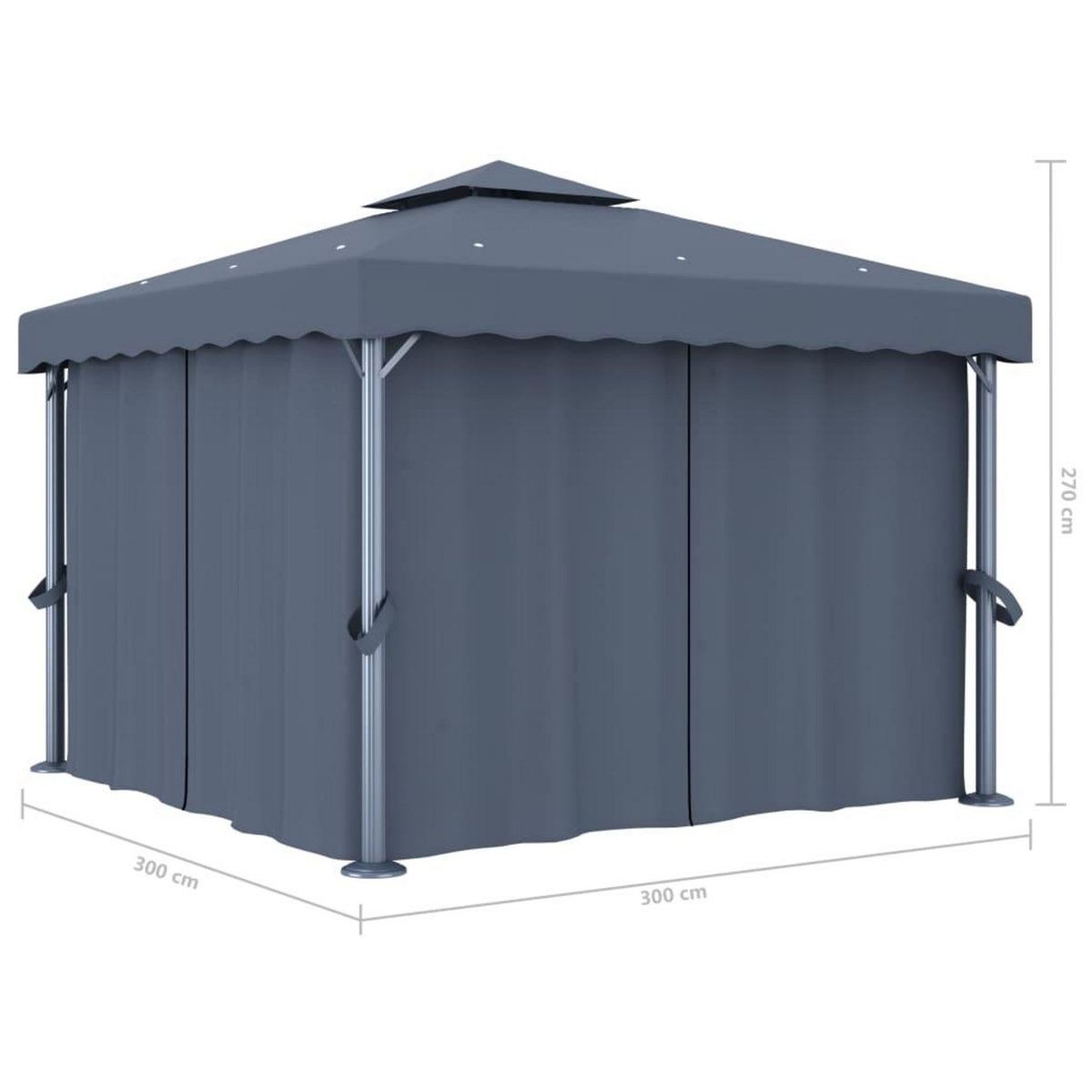 VIDAXL Tonnelle avec rideau 3x3 m Anthracite Aluminium
