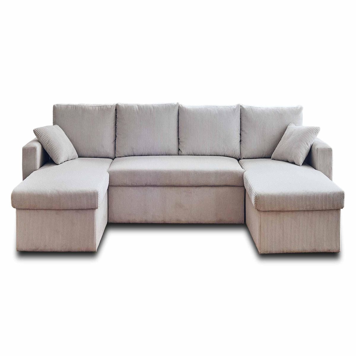 BEST MOBILIER Cyrus - canapé panoramique en u - 7 places - convertible avec coffre - en velours côtelé