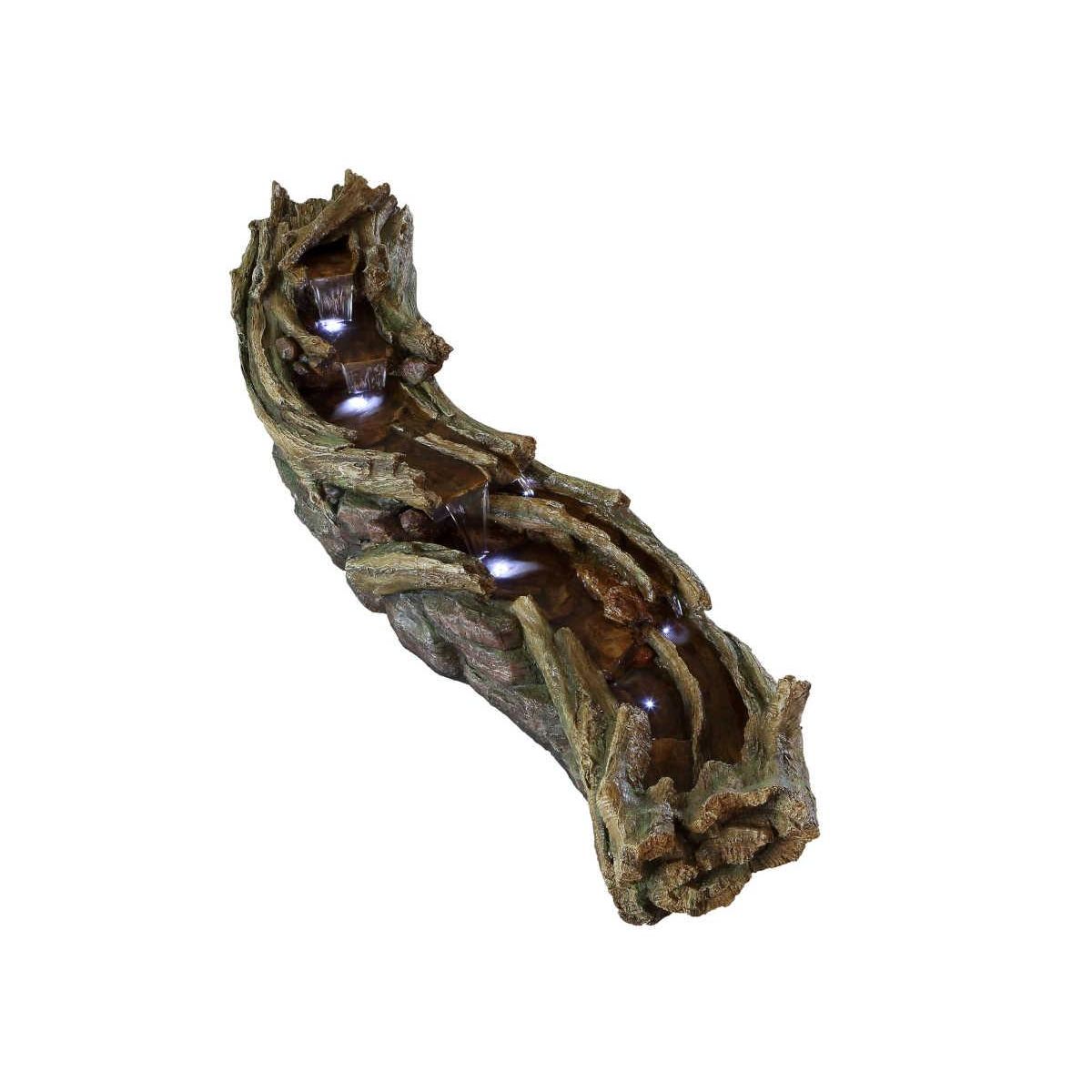 Ubbink Fontaine de jardin allongée Avisio souche d'arbre avec chute d'eau et éclairage LED - Ubbink