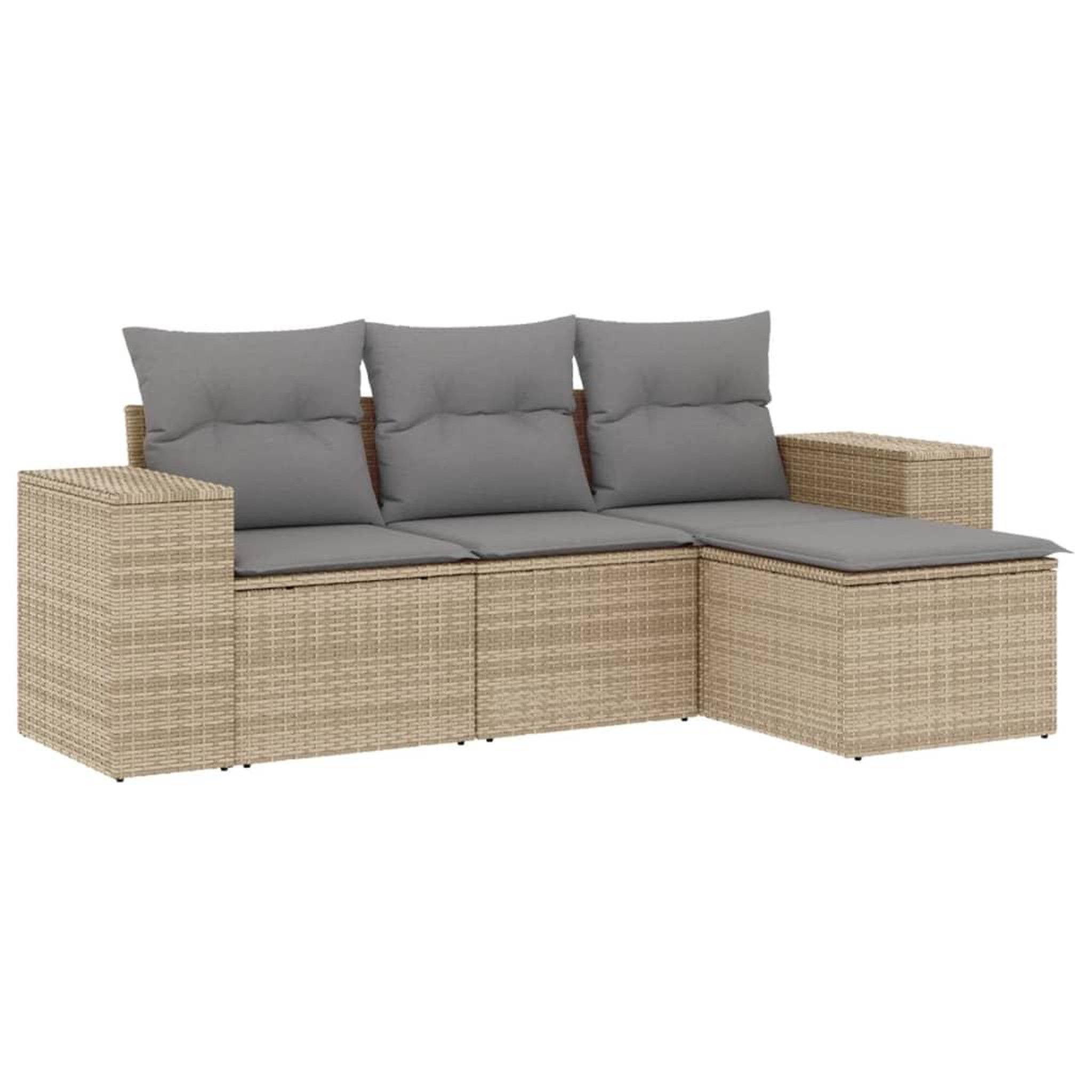 Voir la diapositive 2 : VIDAXL Salon de jardin avec coussins 4 pcs beige resine tressee