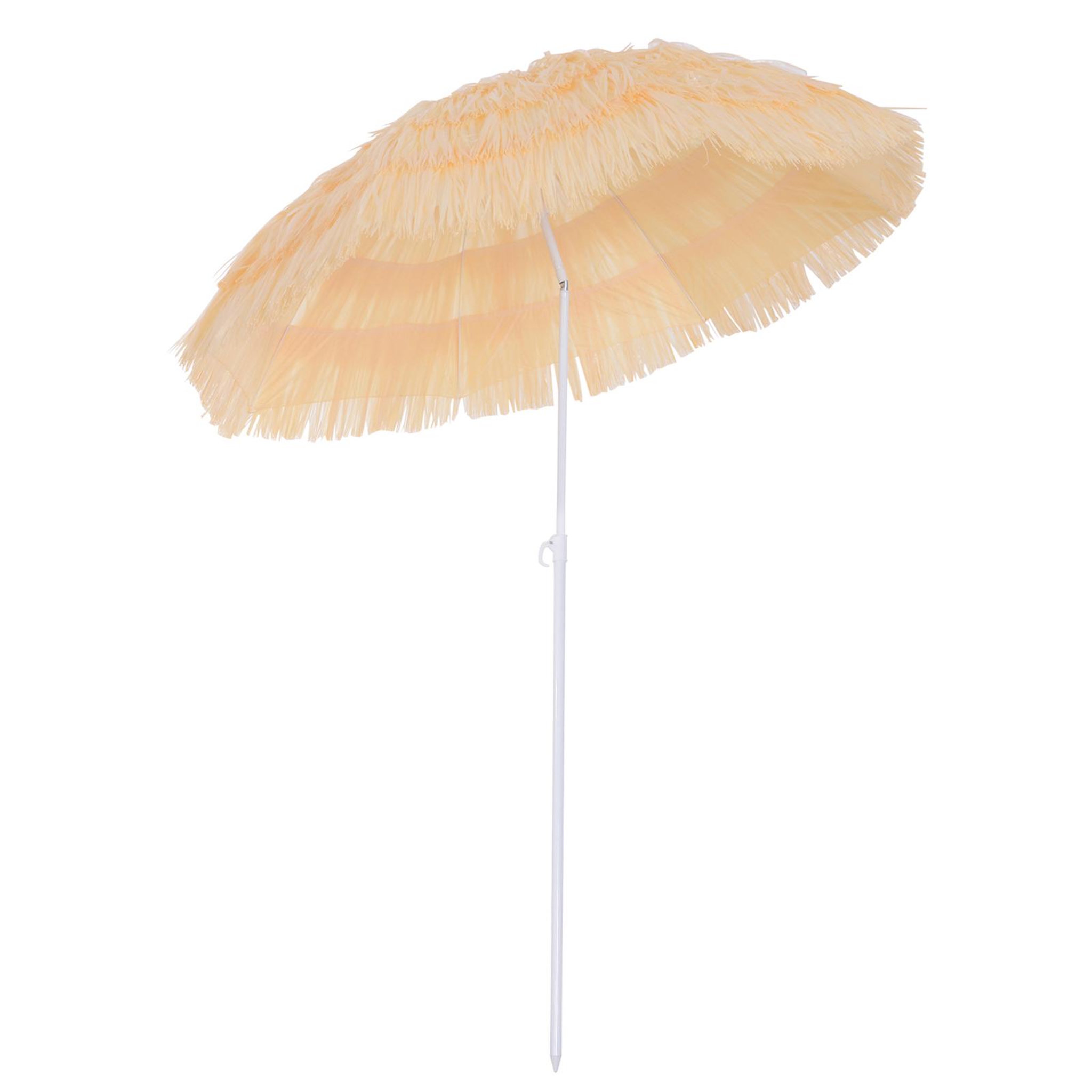 OUTSUNNY Parasol de plage jardin design hawai 160 cm raphia artificiel beige