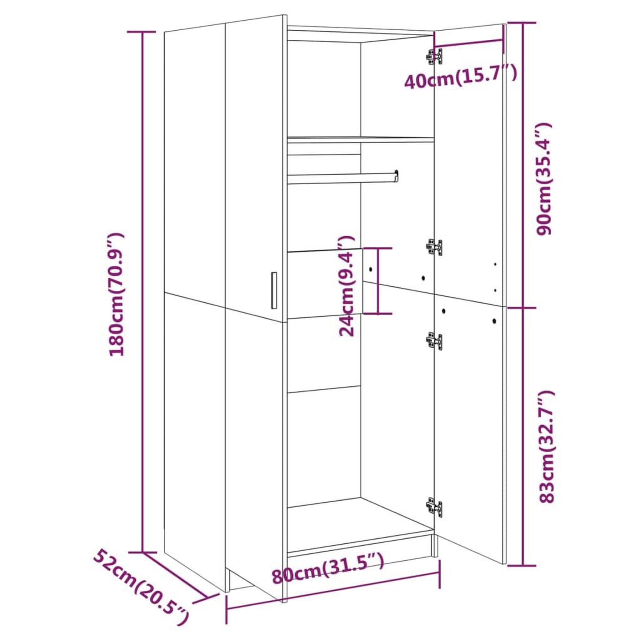 Voir la diapositive 6 : VIDAXL Garde-robe Chene fume 80x52x180 cm Bois d'ingenierie