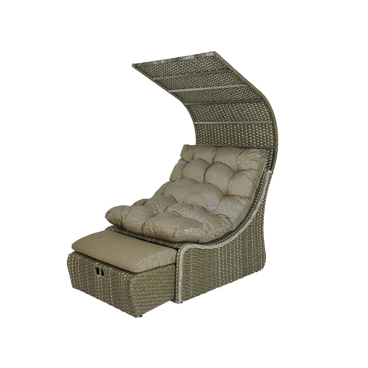 JARDIDECO Lit extérieur pour jardin en résine tressée taupe Siesta
