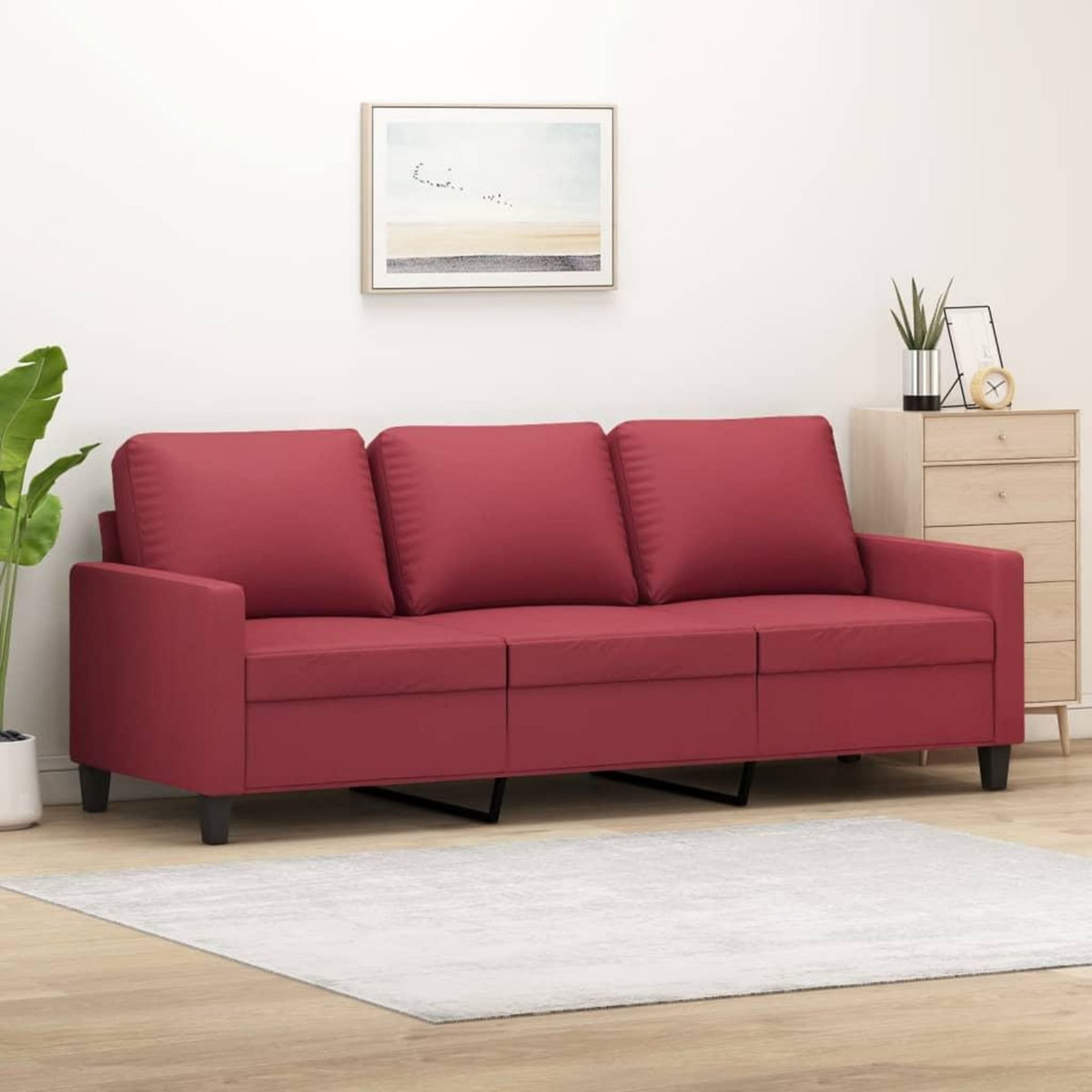VIDAXL Canape a 3 places Rouge bordeaux 180 cm Similicuir