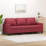 VIDAXL Canape a 3 places Rouge bordeaux 180 cm Similicuir