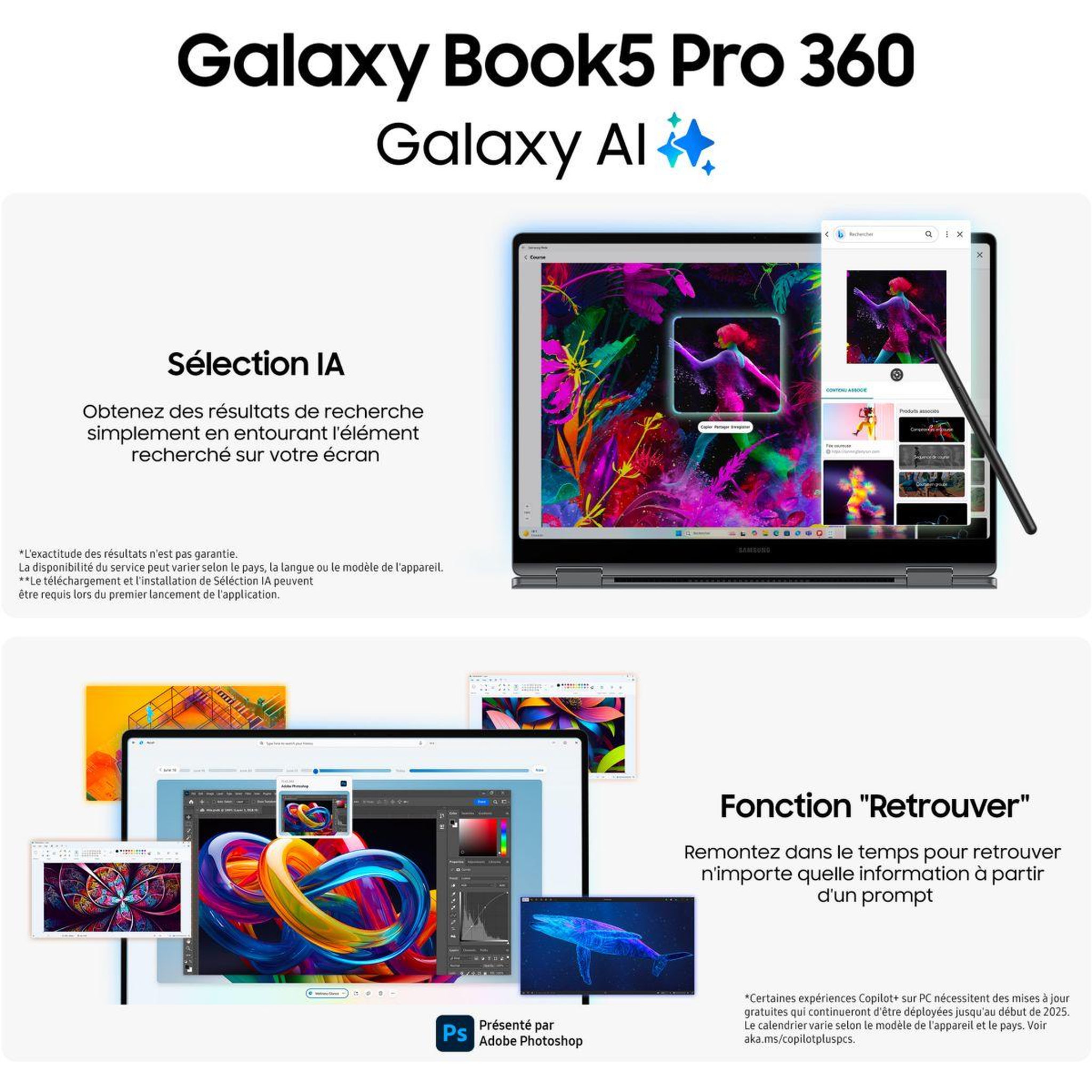 Voir la diapositive 3 : Samsung Ordinateur portable Galaxy Book5 Pro 360 Copilot+ PC Gris