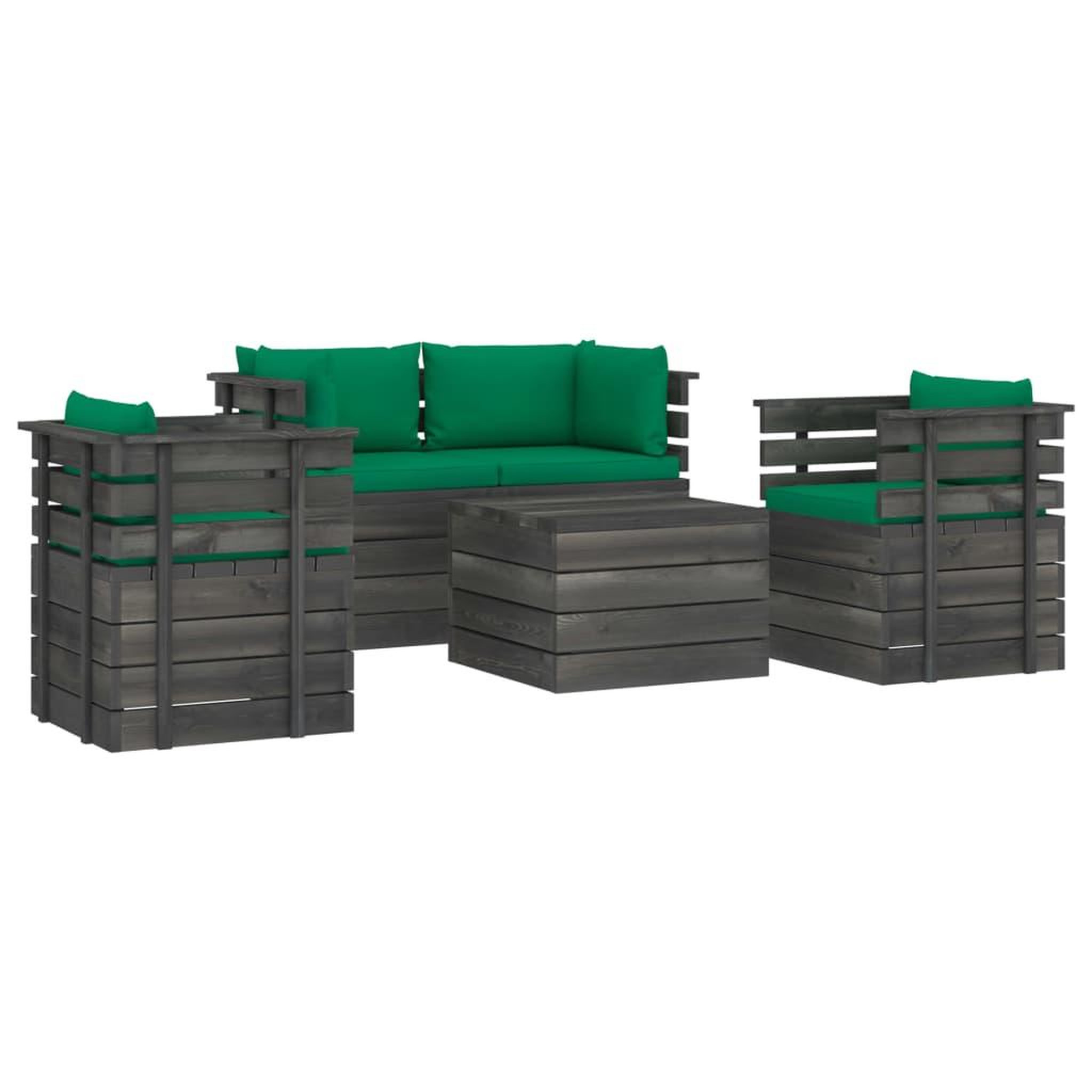 Voir la diapositive 2 : VIDAXL Salon palette de jardin 5 pcs avec coussins Bois de pin massif