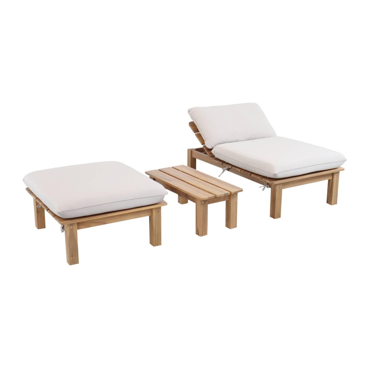 SWEEEK Bain de soleil modulable bois d'acacia naturel multi positions avec table - Mae