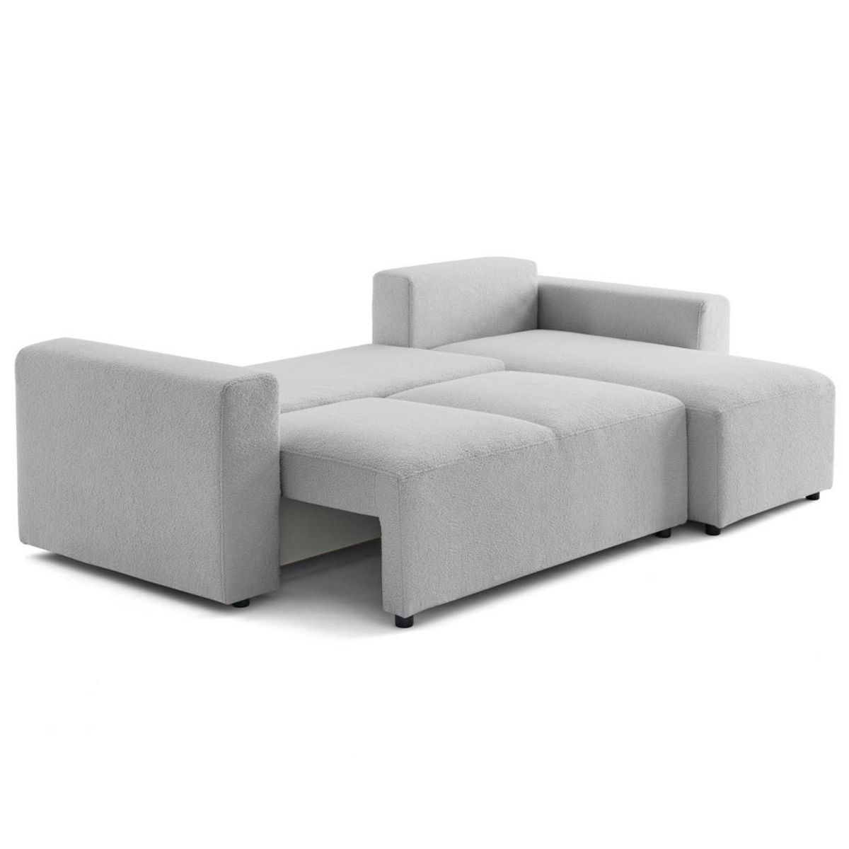 LISA DESIGN Livy - canapé d'angle réversible 4 places convertible avec coffre en tissu bouclette