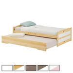 IDIMEX Lit gigogne LORENA en pin massif, 90 x 190 cm. Coloris disponibles : Marron, Bicolore, Blanc