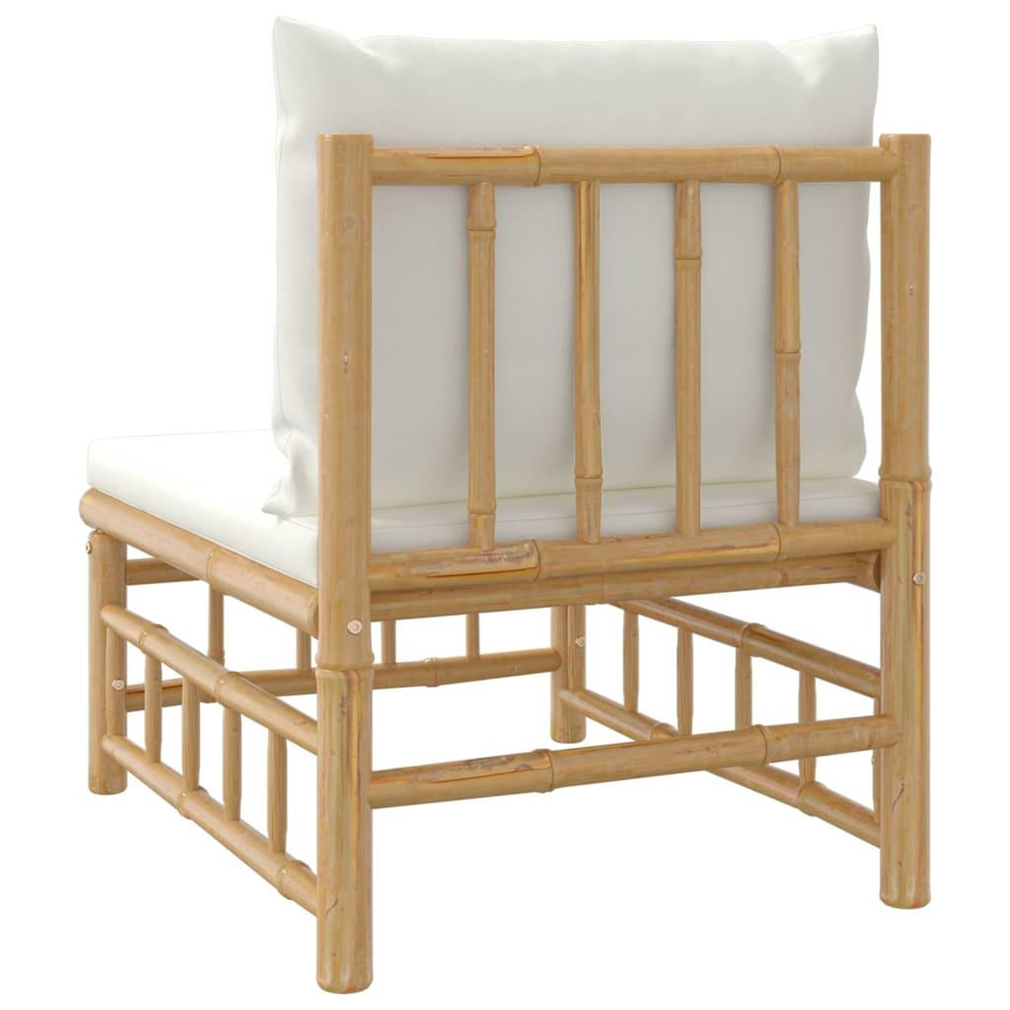 Voir la diapositive 5 : VIDAXL Canape central de jardin avec coussins blanc creme bambou