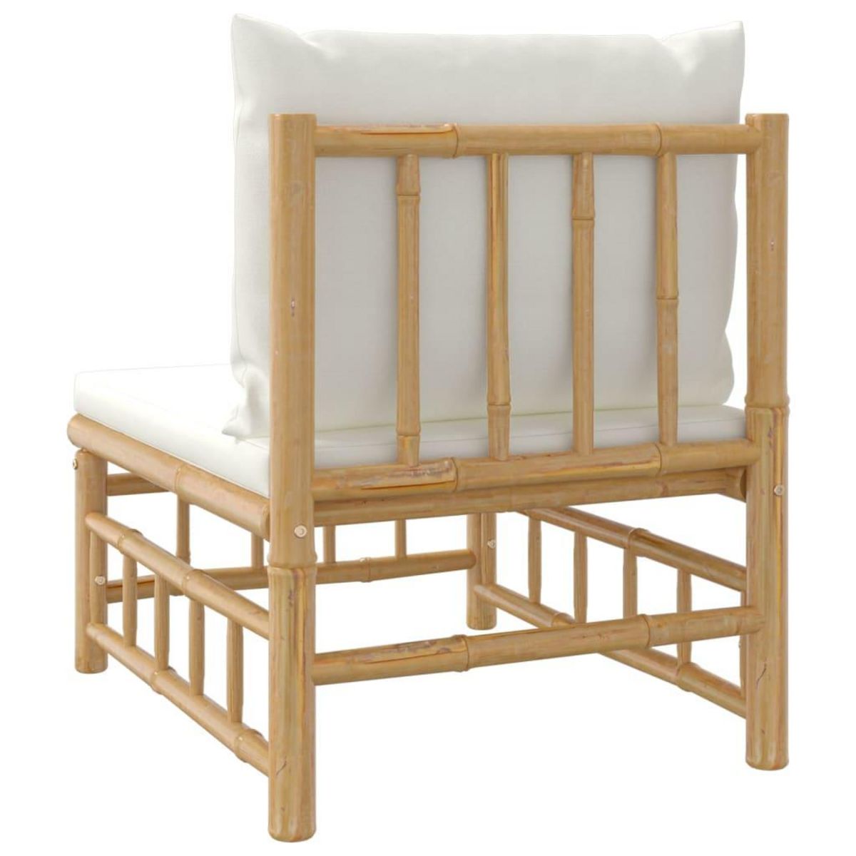 VIDAXL Canape central de jardin avec coussins blanc creme bambou