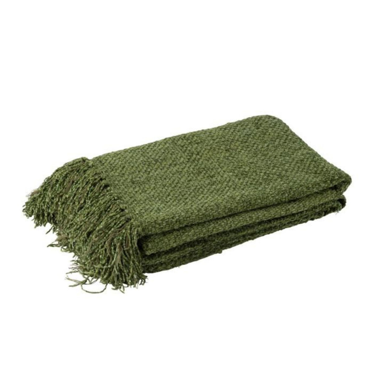 Paris Prix Plaid Tissé en Viscose  Saya  130x180cm Vert Foncé