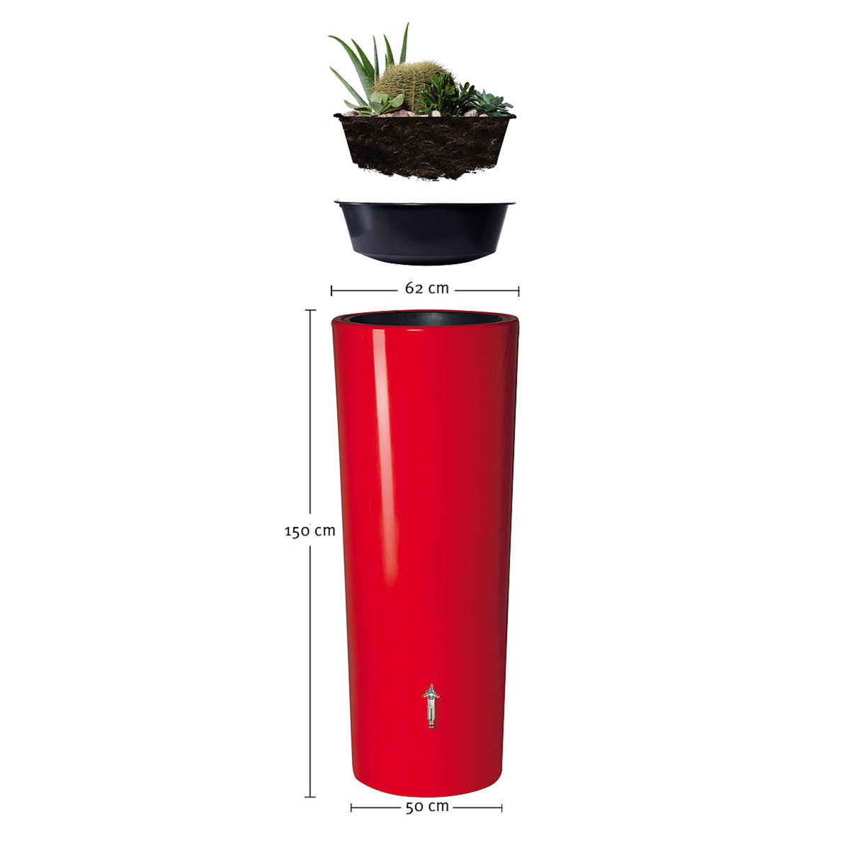 GARANTIA Récupérateur d'eau arrondi 350L Tomato