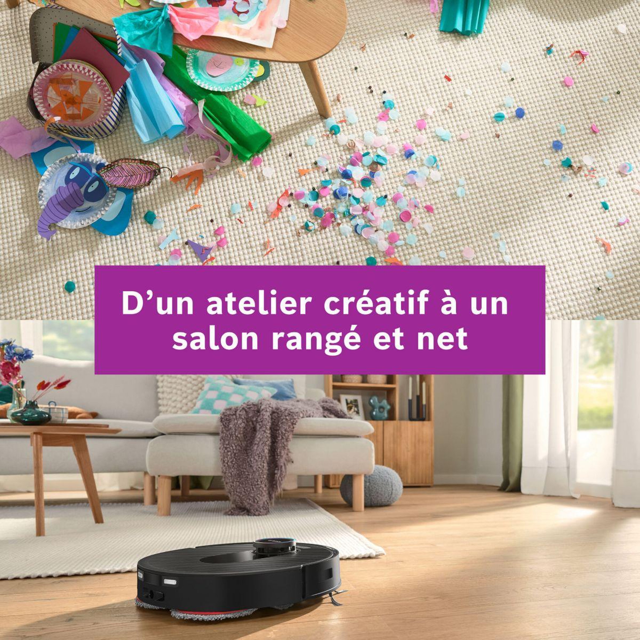 Voir la diapositive 3 : BOSCH Robot aspirateur laveur spotless max noir
