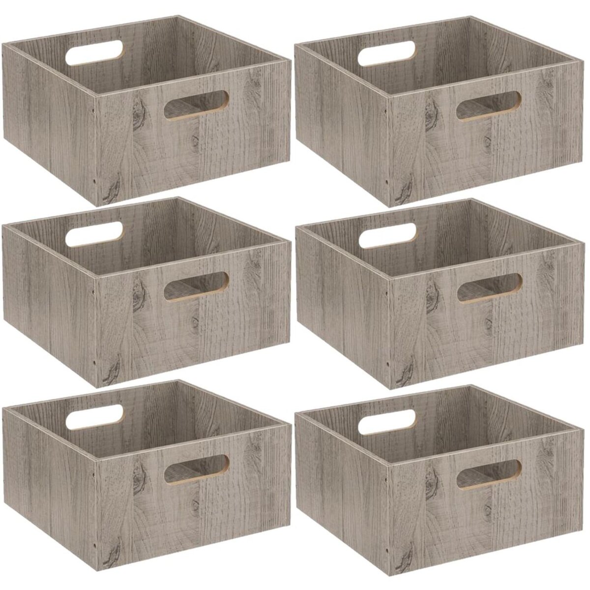TOILINUX Lot de 6 Boîtes de rangement carrée en MDF