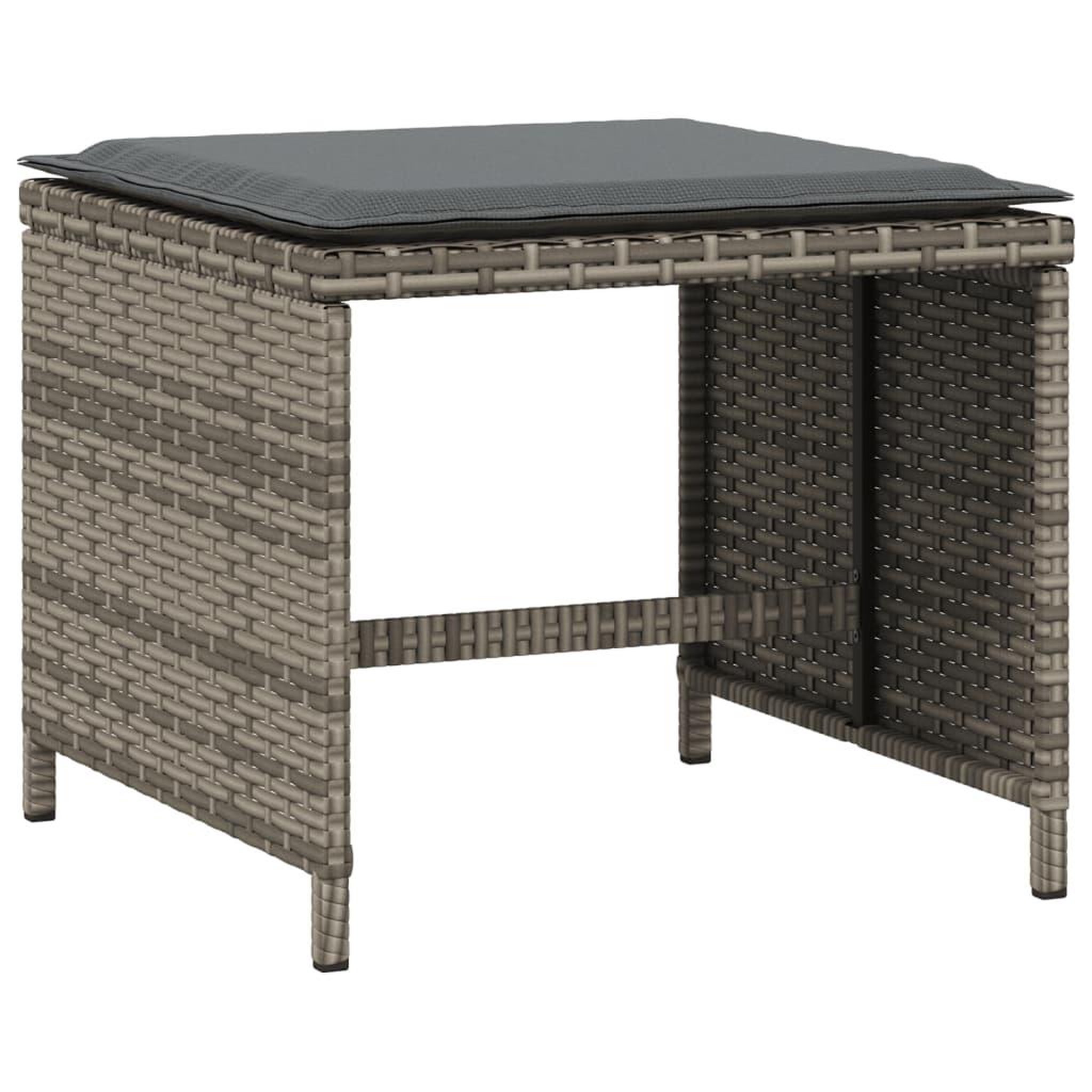 Voir la diapositive 4 : VIDAXL Tabourets de jardin et coussins lot de 4 gris 41x41x36 cm rotin