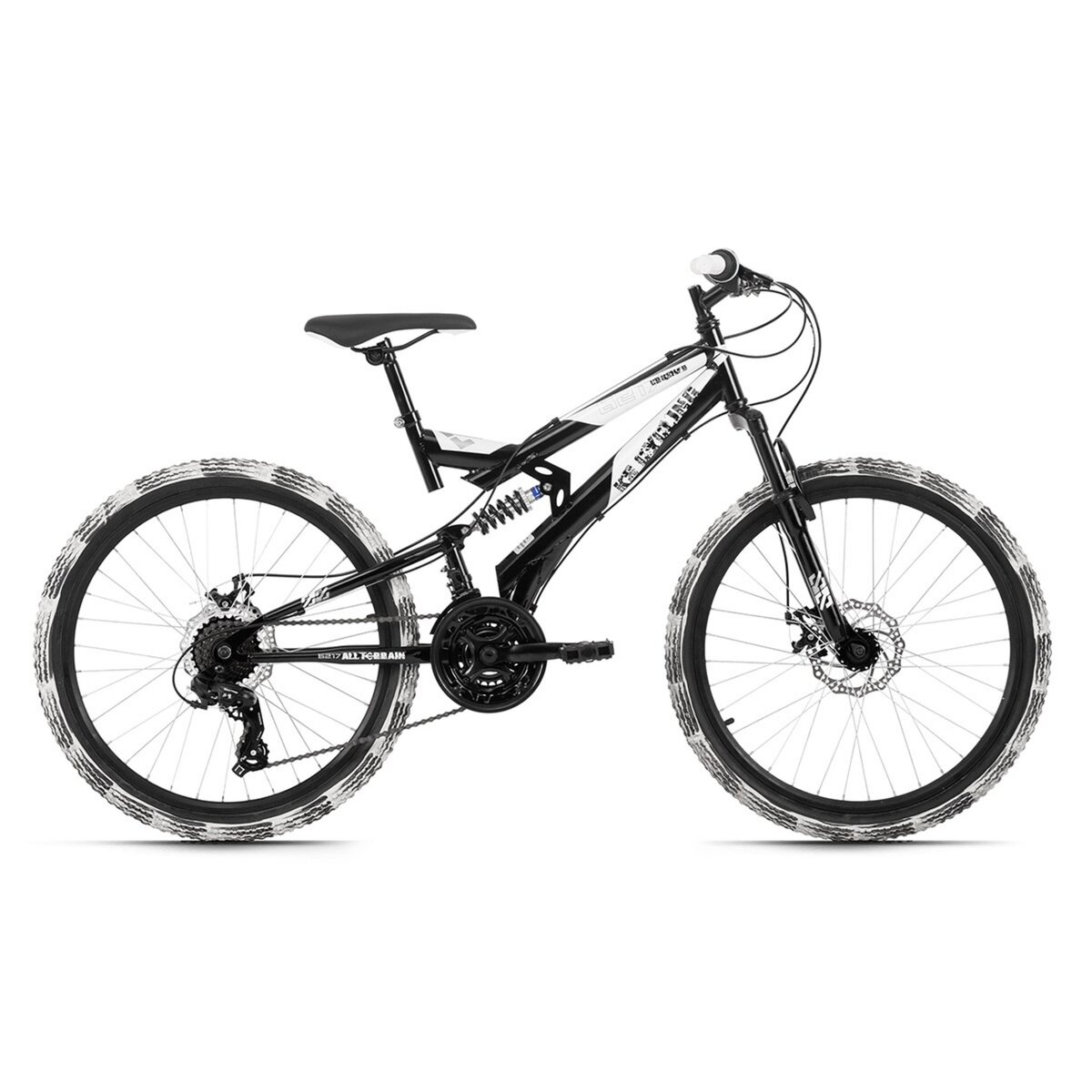 VTT tout suspendu 24 Crusher noir blanc TC 41 cm pas cher