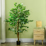 Voir la diapositive 2 : HOMCOM Arbre artificiel plante artificiel ficus hauteur 1,5 m tronc branches liane lichen feuilles grand réalisme pot inclus