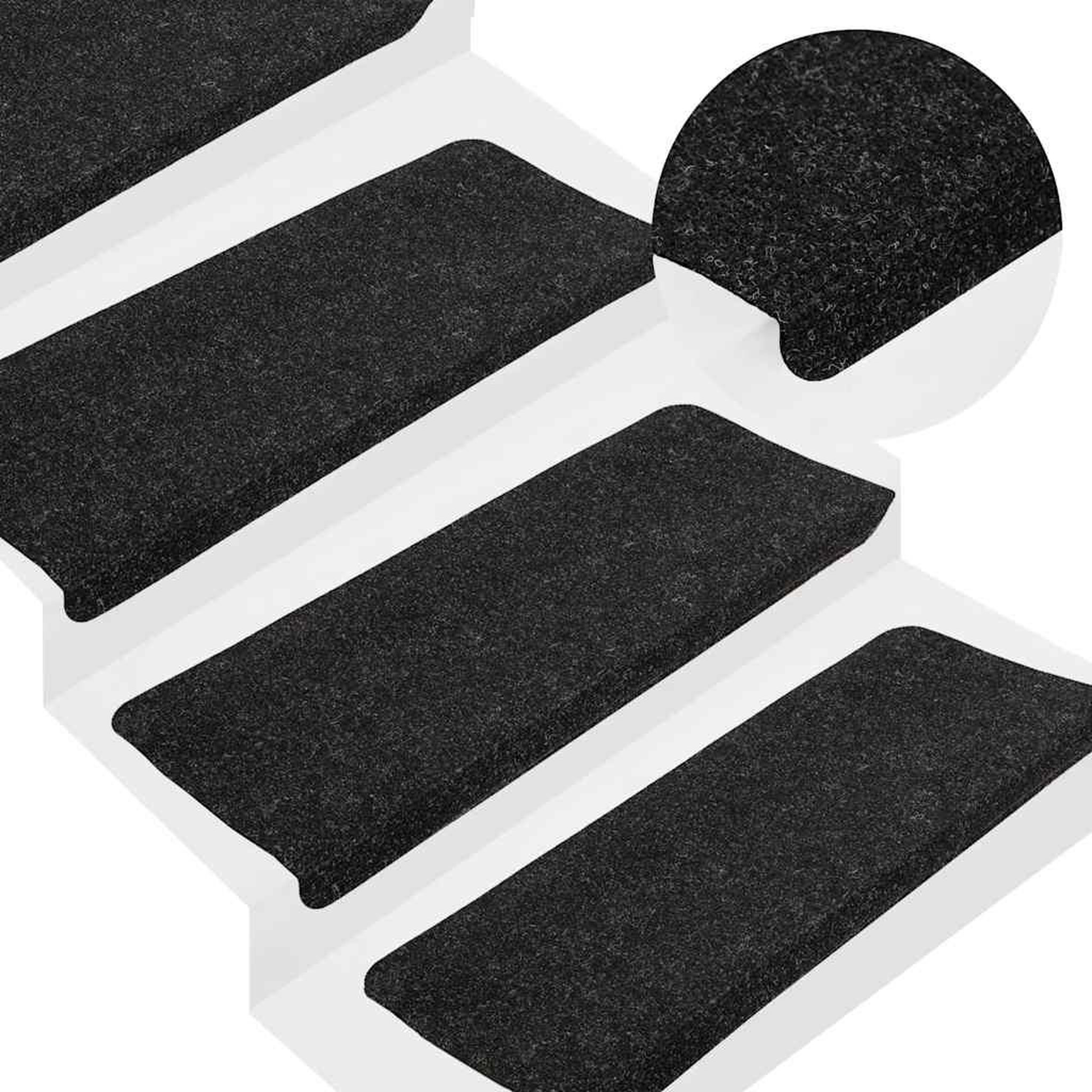 Voir la diapositive 5 : VIDAXL Tapis d'escalier auto-adhesifs 30 pcs anthracite 65x24,5x3,5 cm