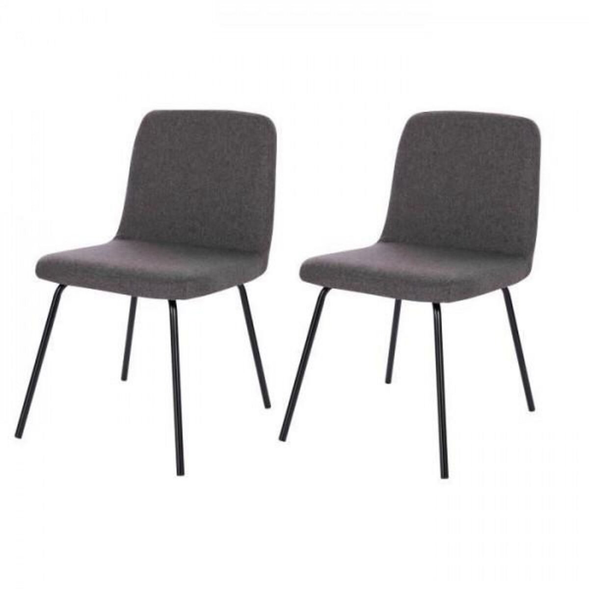 MARKET24 Lot de 2 chaises - Pieds en métal - Tissu Gris - L 44 x P 56 x H 80 cm