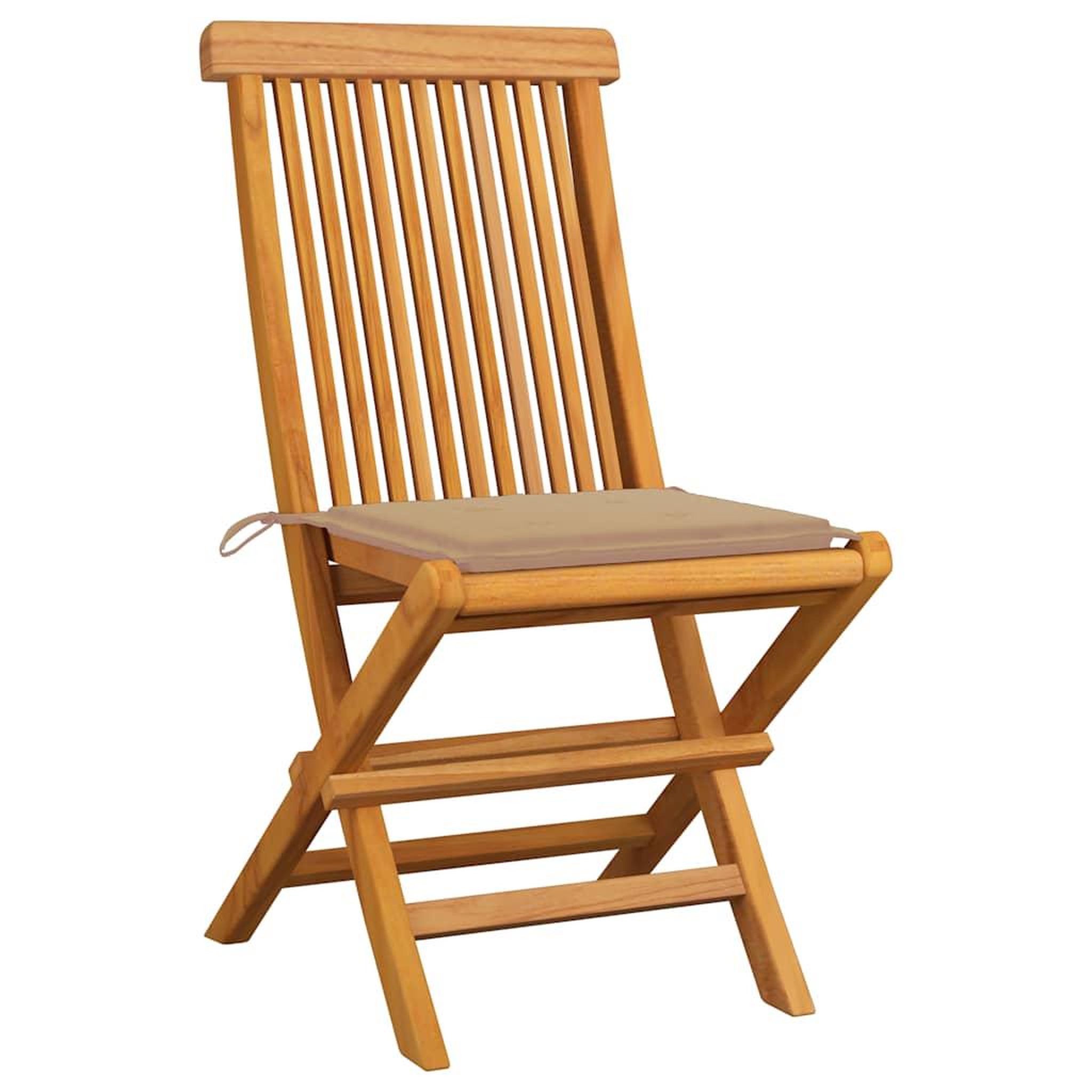 Voir la diapositive 2 : VIDAXL Chaises de jardin et coussins beige lot de 4 Bois teck massif