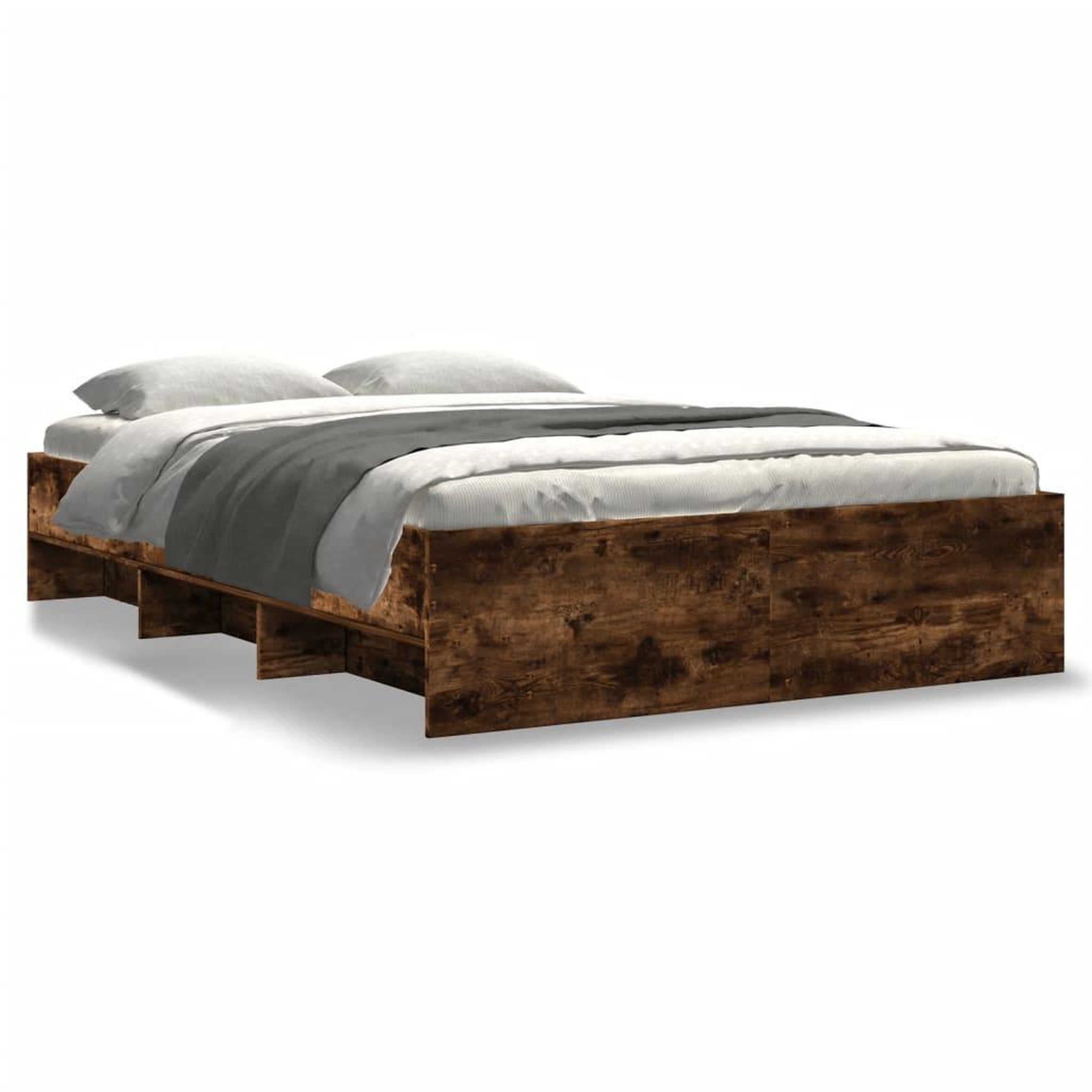 Voir la diapositive 2 : VIDAXL Cadre de lit sans matelas chene fume 135x190 cm bois ingenierie