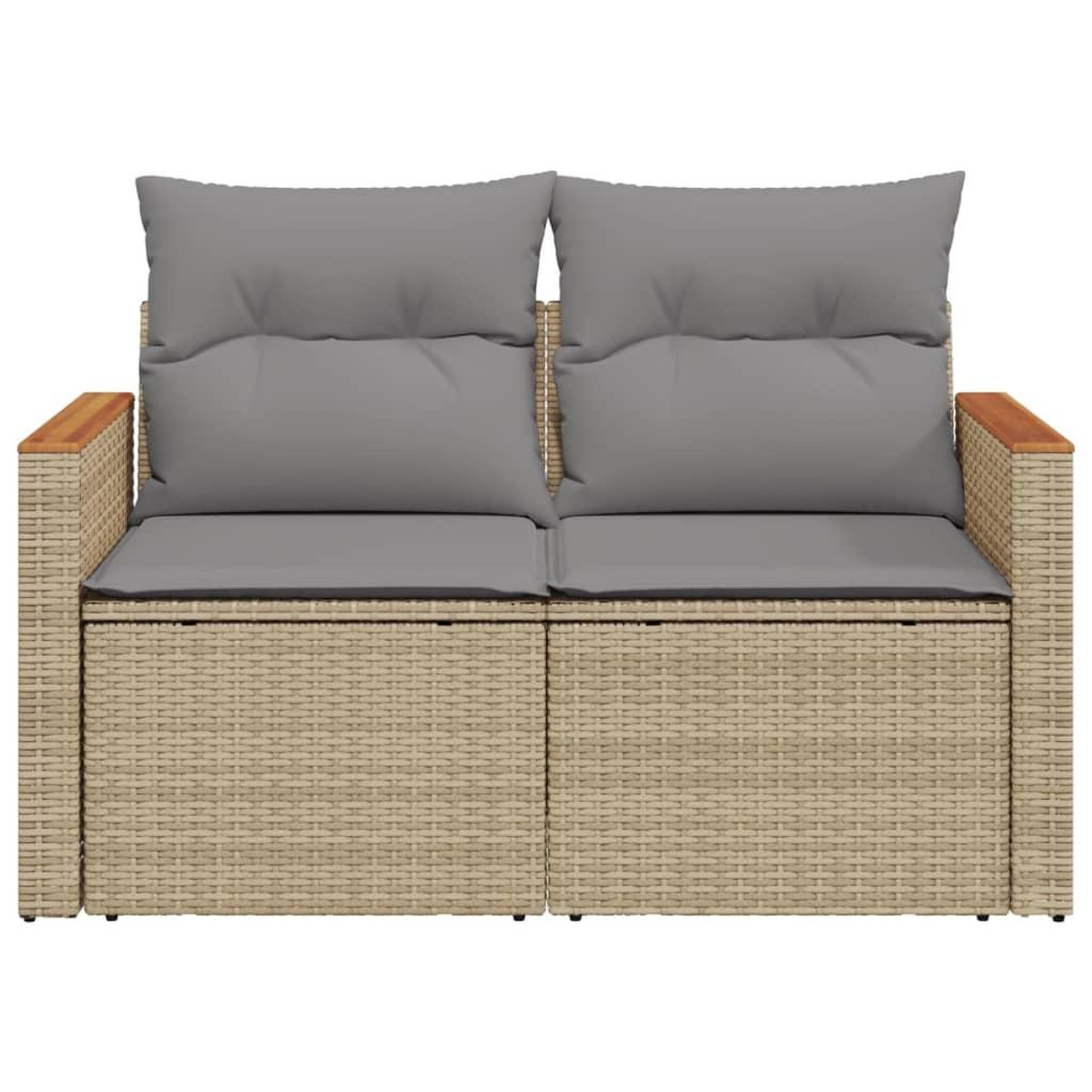 Voir la diapositive 4 : VIDAXL Canape de jardin avec coussins 2 places beige resine tressee