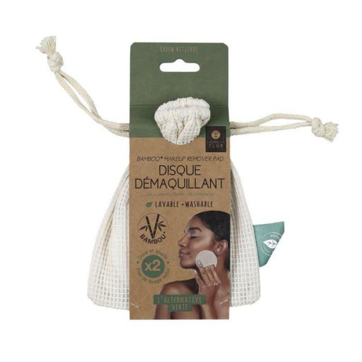 Paris Prix Lot de 2 Disques Démaquillant  Lavable  15cm Naturel