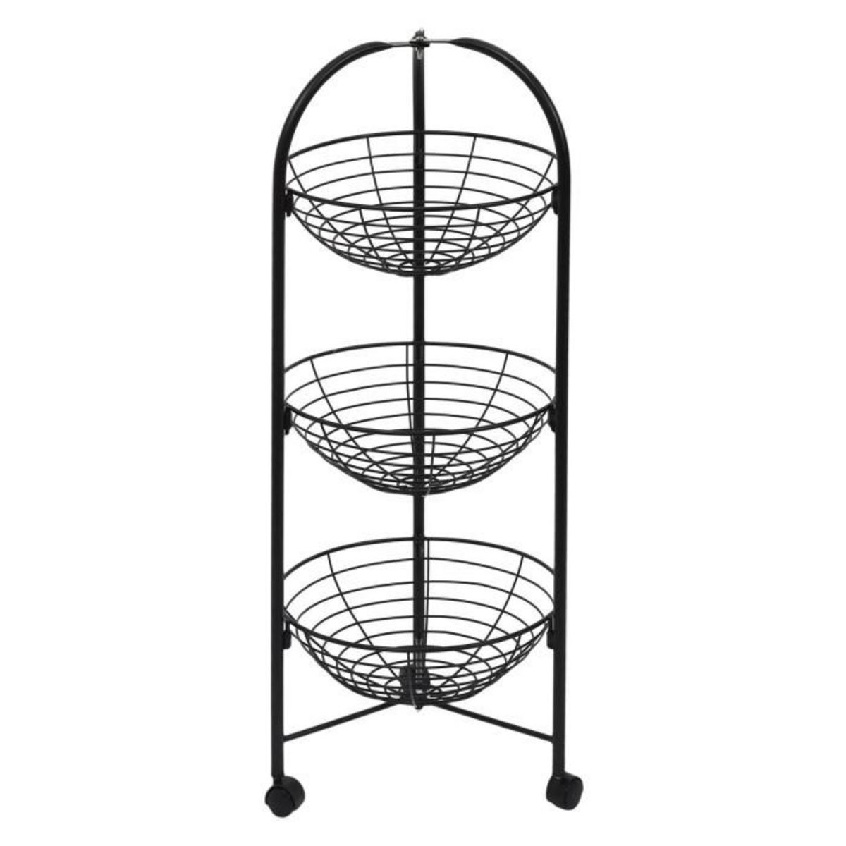 Paris Prix Desserte de Cuisine Ronde  3 Niveaux  75cm Noir