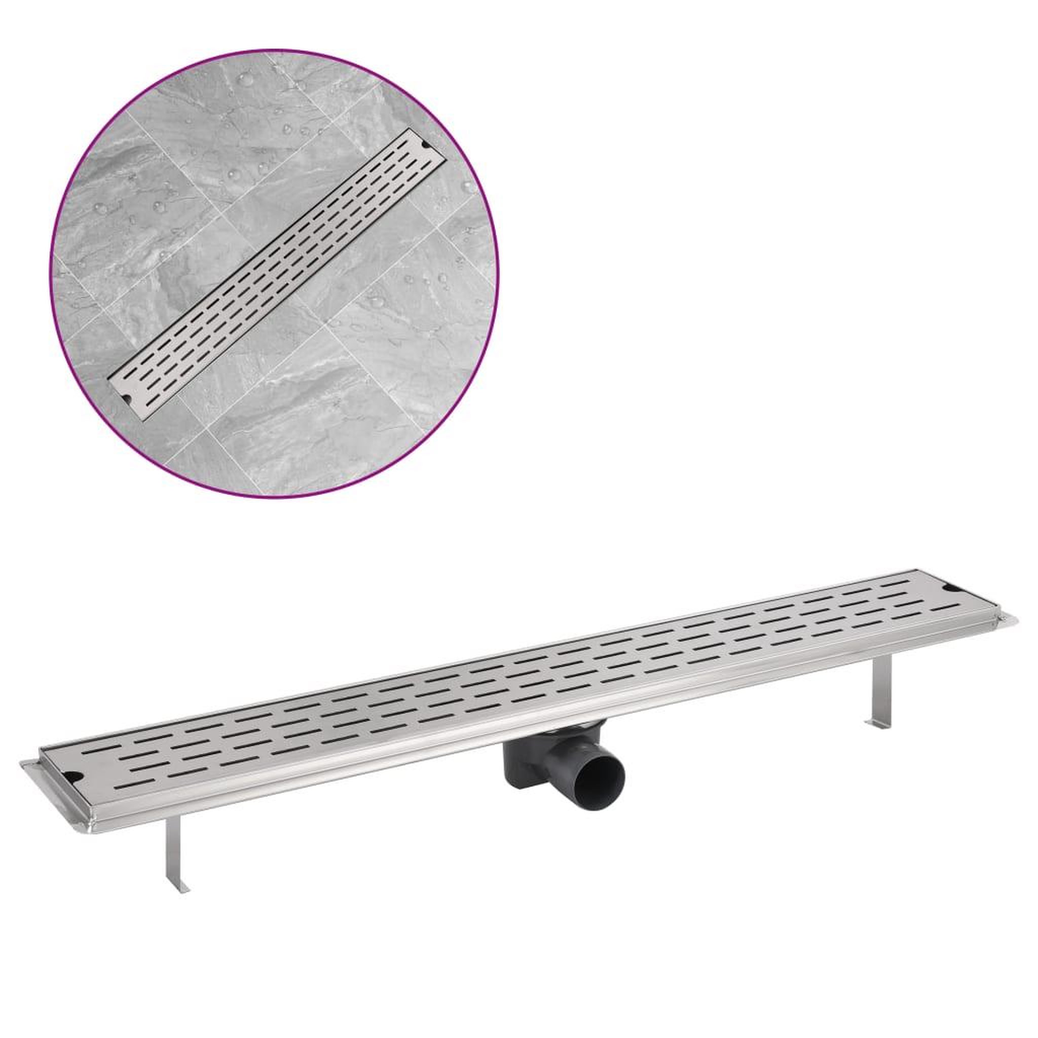 Voir la diapositive 2 : VIDAXL Drain de douche lineaire 830 x 140 mm Acier inoxydable