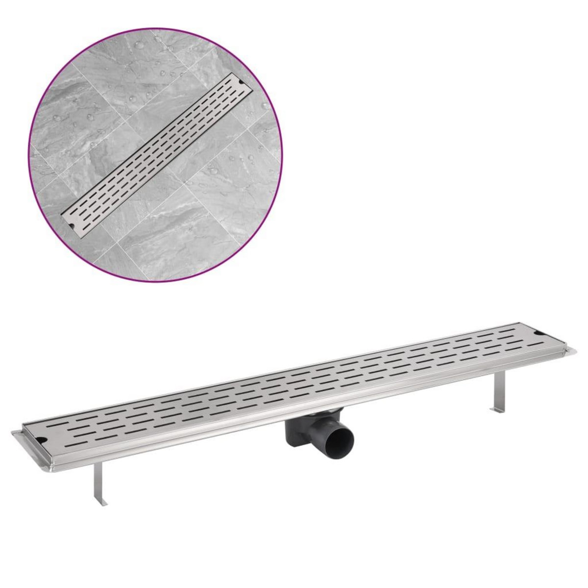 VIDAXL Drain de douche lineaire 830 x 140 mm Acier inoxydable