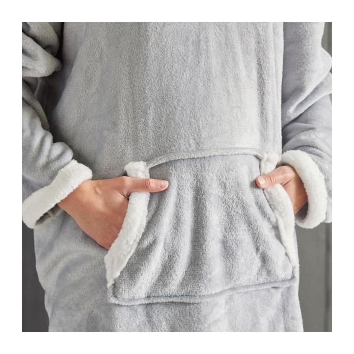 Today Sweat plaid polaire - TODAY - Manches longues et poche - 70 x 87 cm - Gris