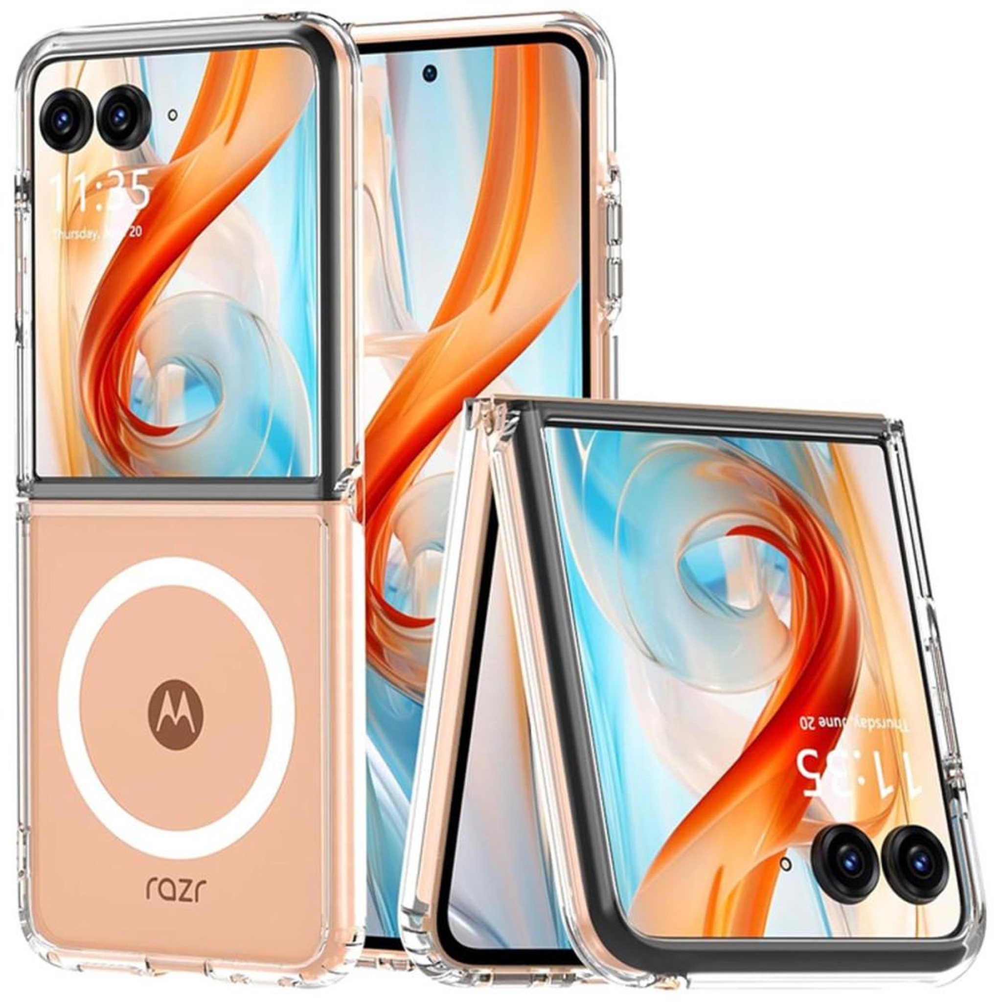 Coque téléphone magnétique transparente pour Motorola Razr Plus 2024, bords surélevés, protection caméra, fermeture pliable et anti-rayures