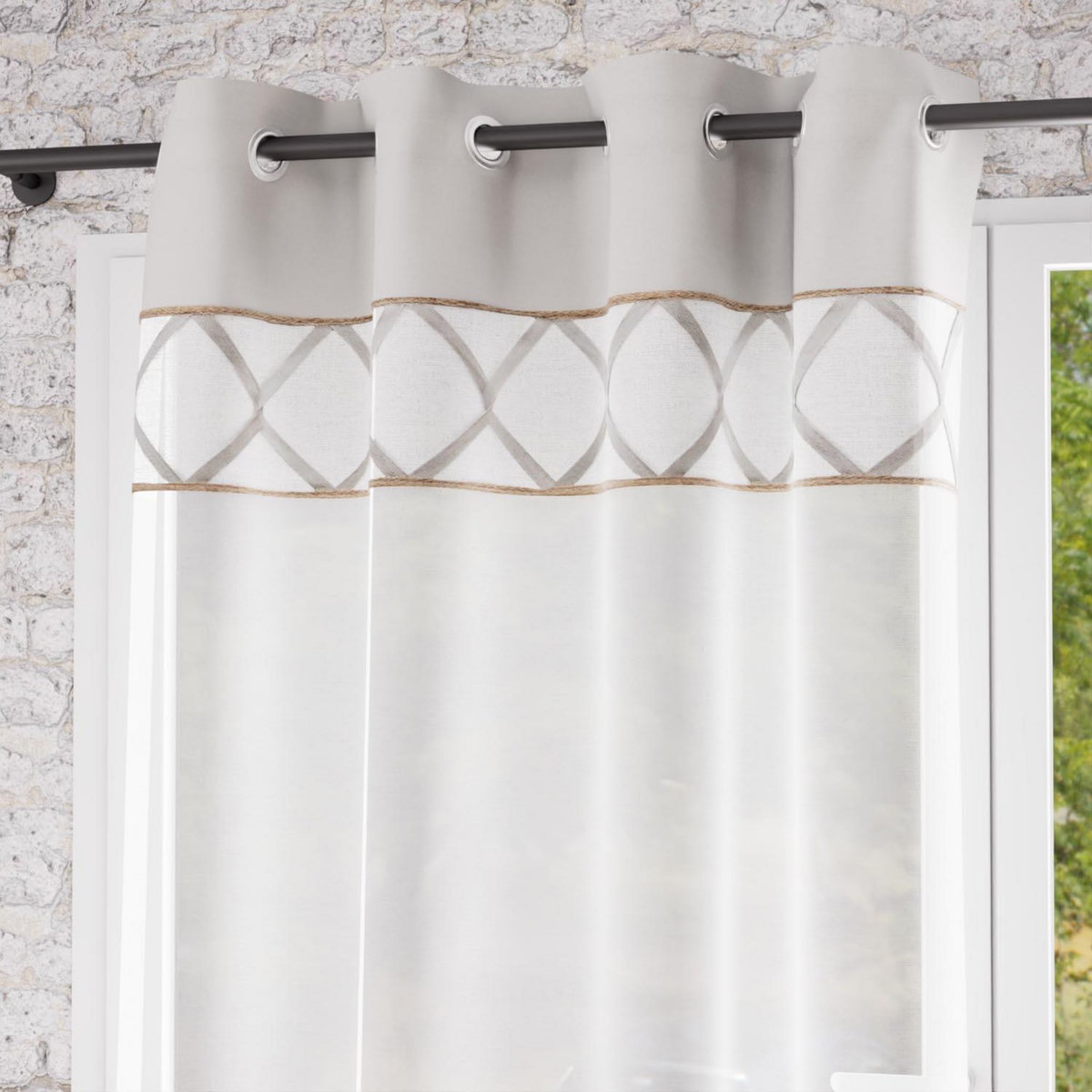 SOLEIL D'OCRE Voile à oeillets en pur coton 135x250 cm AUDE, par Soleil d'Ocre