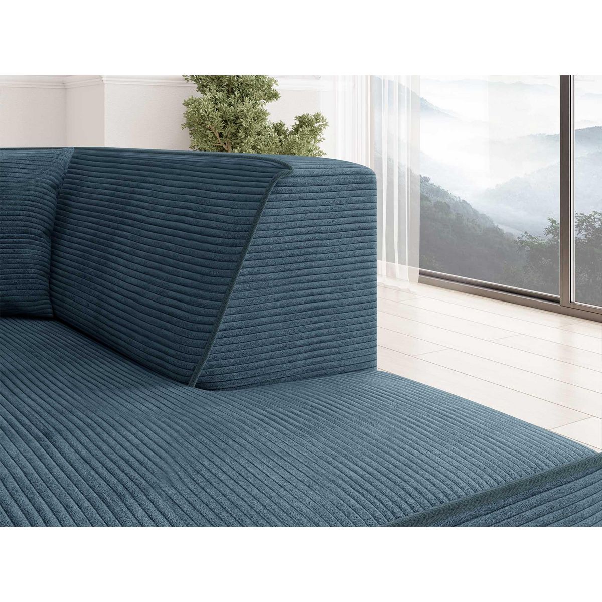 BEST MOBILIER Duchamp - canapé d'angle gauche - 5 places - en velours côtelé