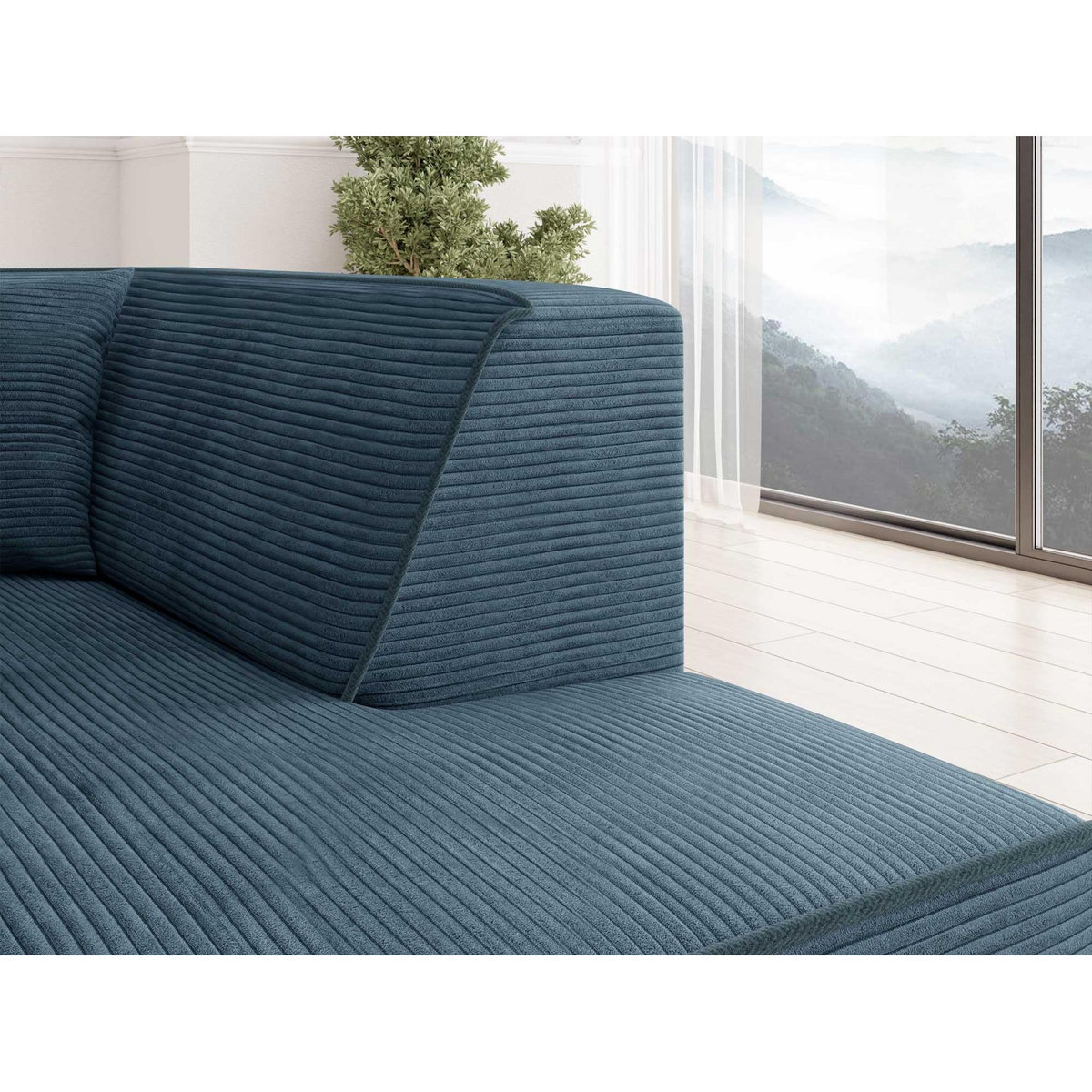 BEST MOBILIER Duchamp - canapé d'angle gauche - 5 places - en velours côtelé