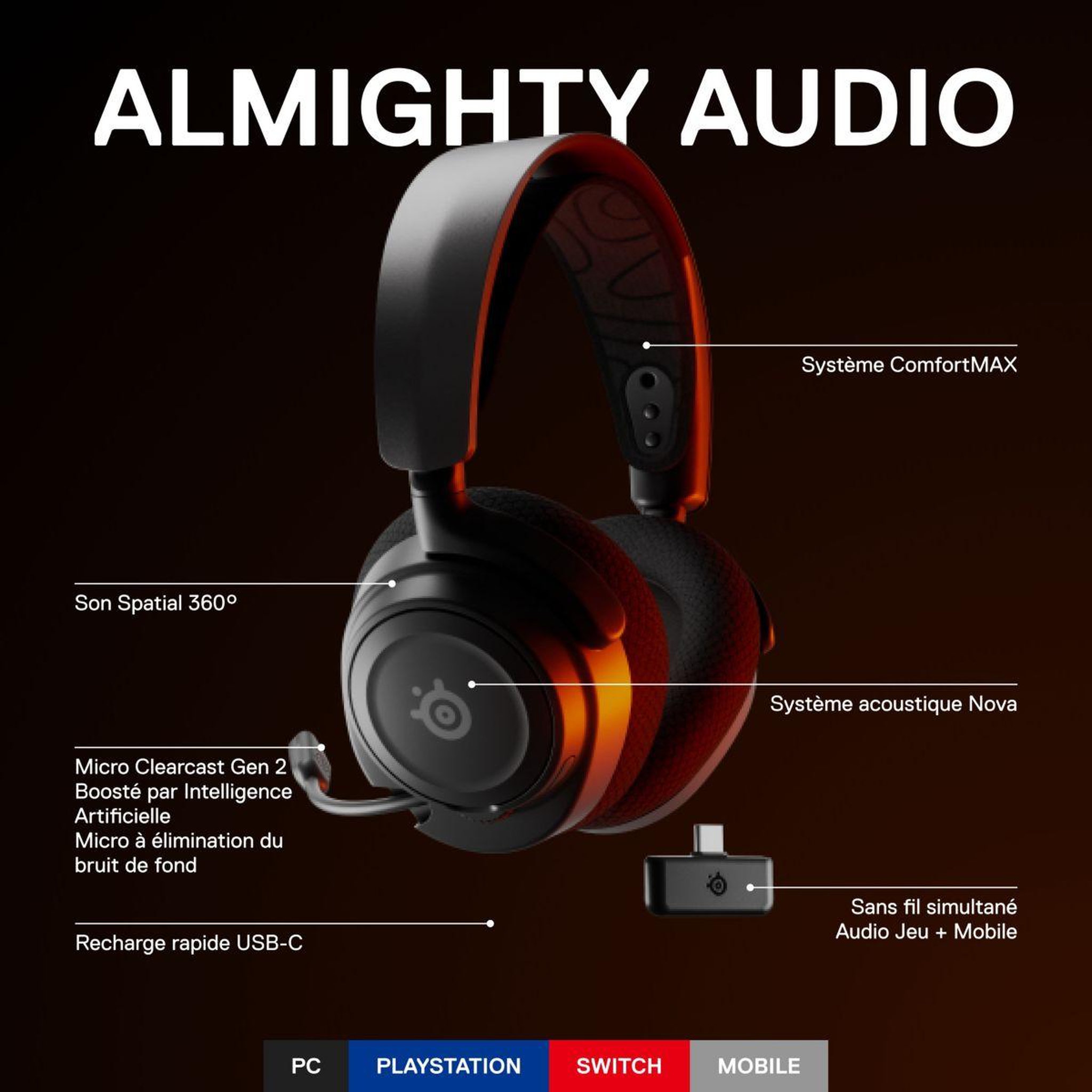 Voir la diapositive 2 : STEEL SERIES Casque gamer Arctis Nova 7