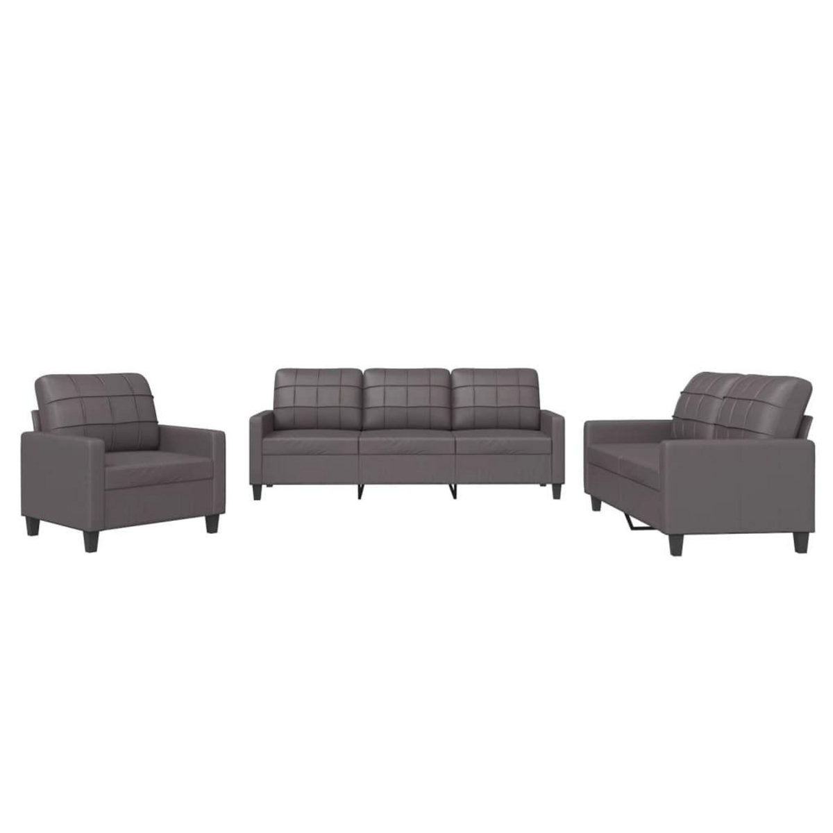 VIDAXL Ensemble de canapes 3 pcs avec coussins Gris Similicuir