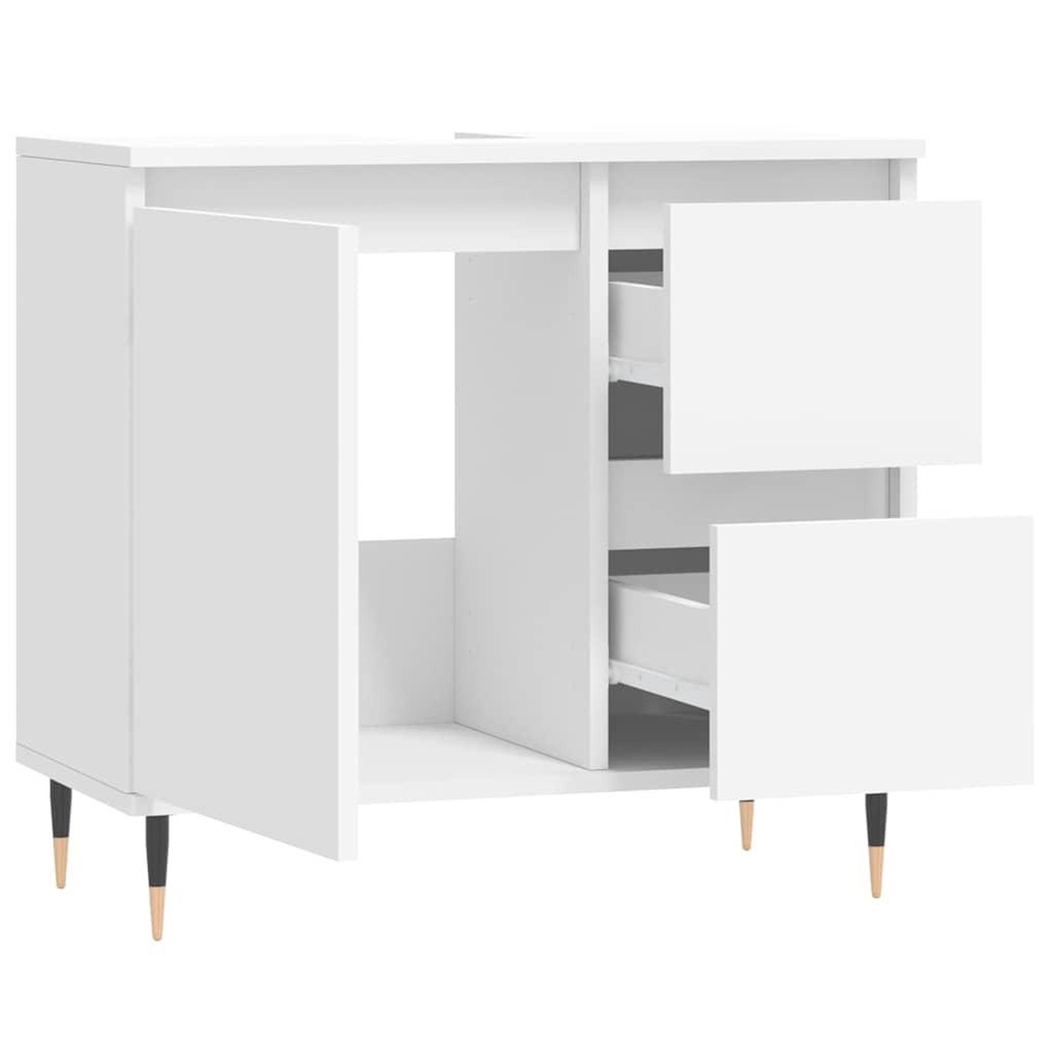 Voir la diapositive 4 : VIDAXL Armoire de salle de bain blanc 65x33x60 cm bois d'ingenierie
