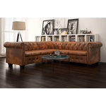 VIDAXL Canape d'angle Chesterfield 5 plcs Cuir artificiel Marron