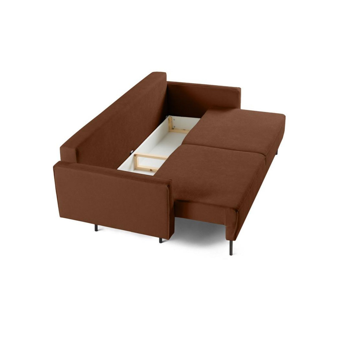 LISA DESIGN Charlie - canapé droit 3 places - convertible avec coffre - en tissu