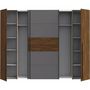 Voir la diapositive 6 : MARKET24 Armoire NARAGO - Décor Noyer Bakersfield et gris - 2 portes coulissantes + 2 portes battantes - L270 x P61 x H210 cm